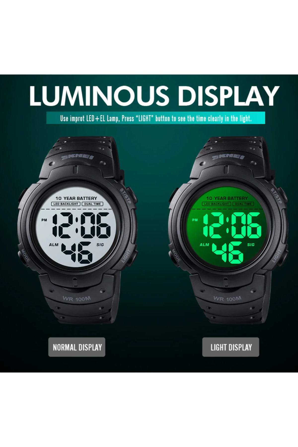Чоловічий годинник  Skmei Neon 10 Bar Black