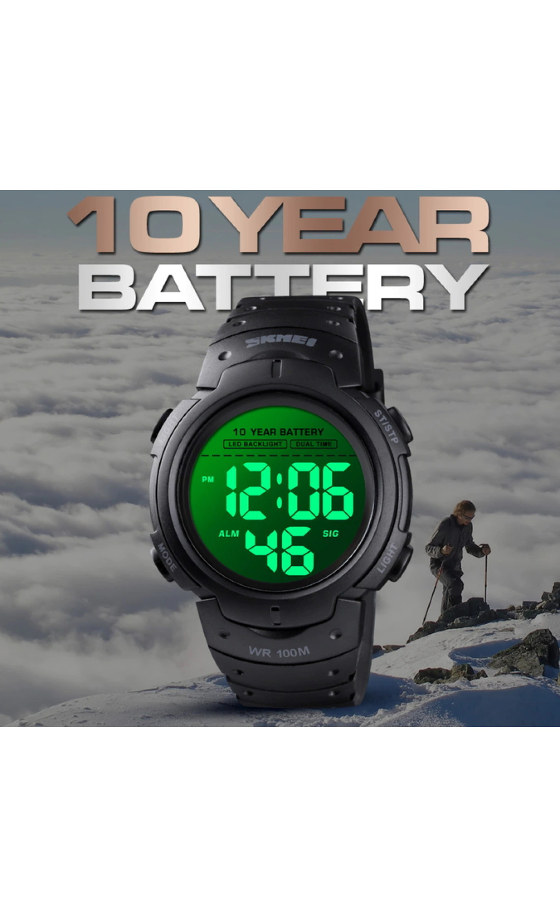 Чоловічий годинник  Skmei Neon 10 Bar Black