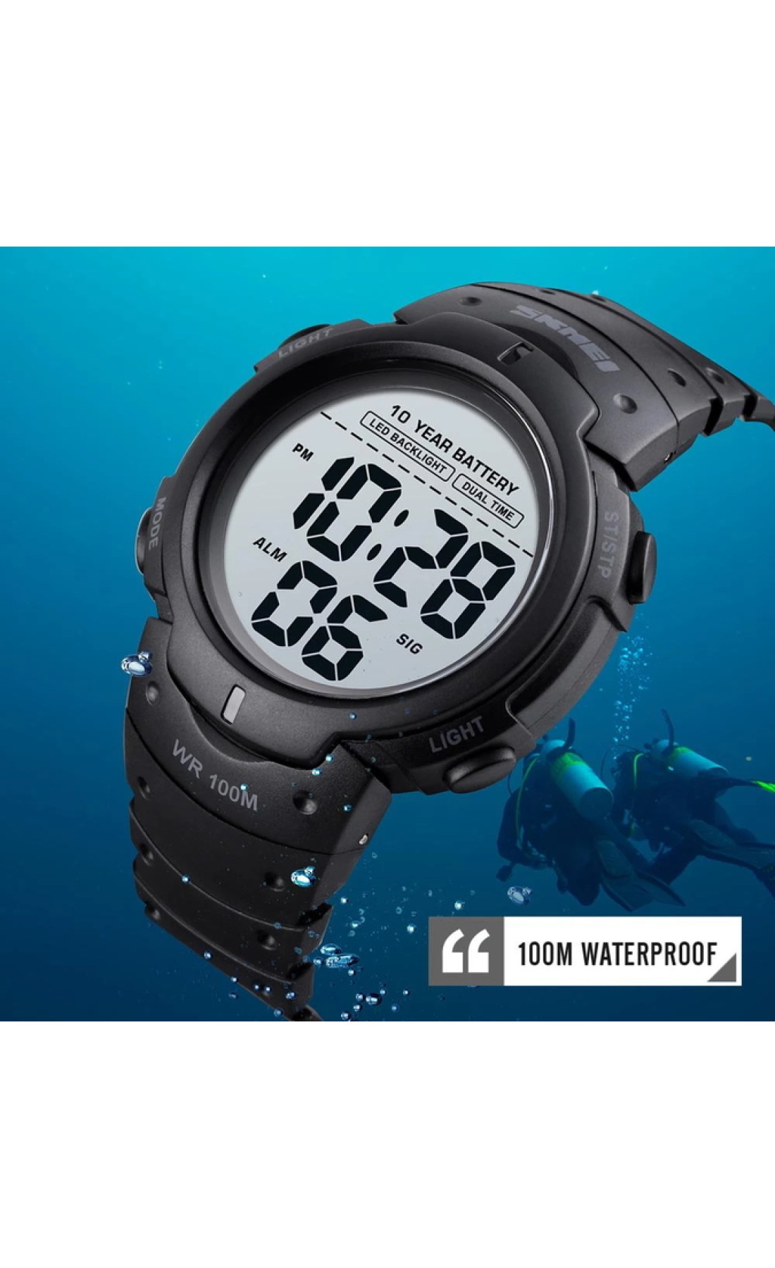 Чоловічий годинник  Skmei Neon 10 Bar Black