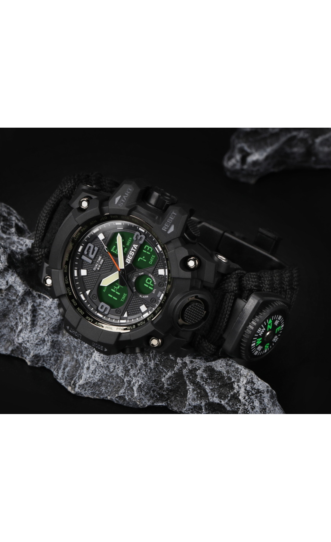 Чоловічий годинник  Besta Life Pro AllBlack з компасом