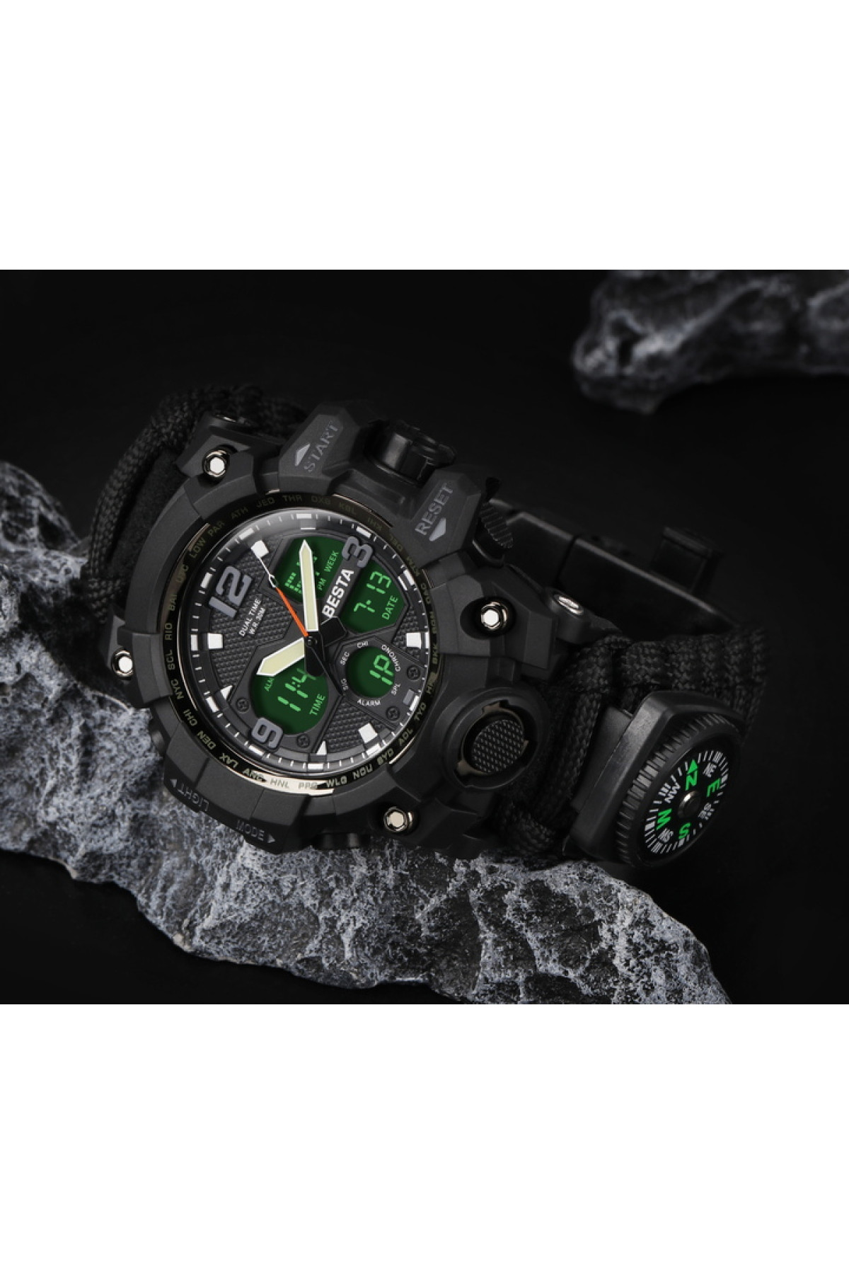 Чоловічий годинник  Besta Life Pro AllBlack з компасом