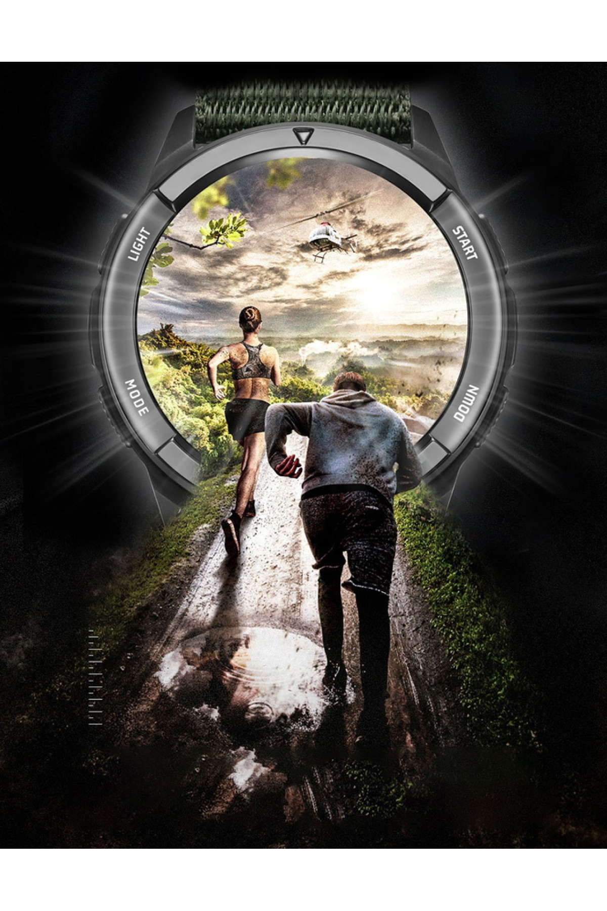 Чоловічий годинник  North Edge Alps Black з компасом, 2 ремінці