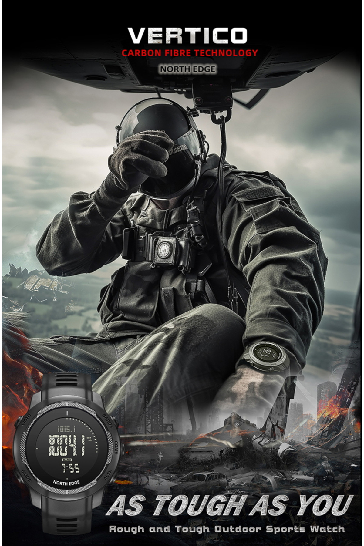 Чоловічий годинник  North Edge Vertico з компасом