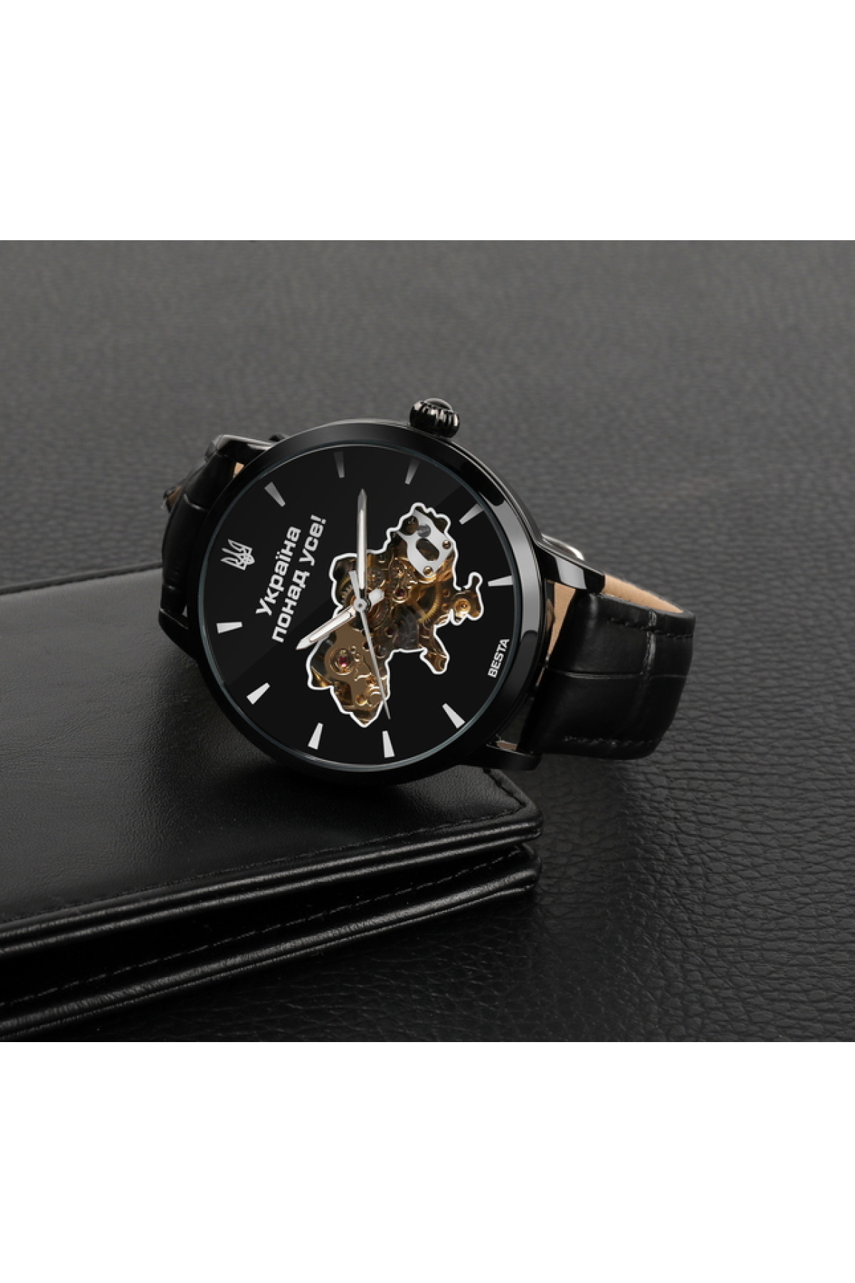 Чоловічий годинник  Besta Skeleton UA Black