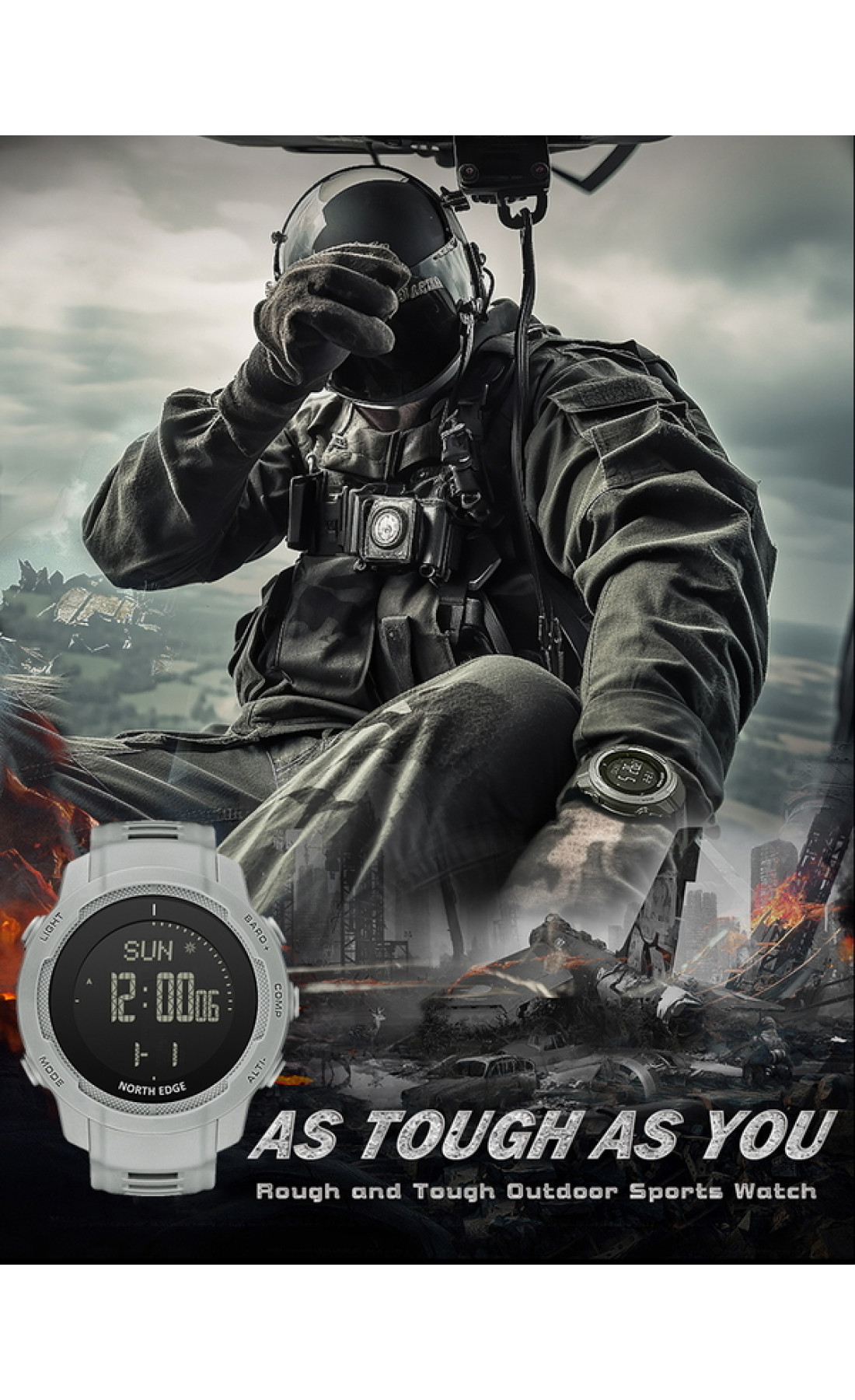 Чоловічий годинник  North Edge Vertico White з компасом