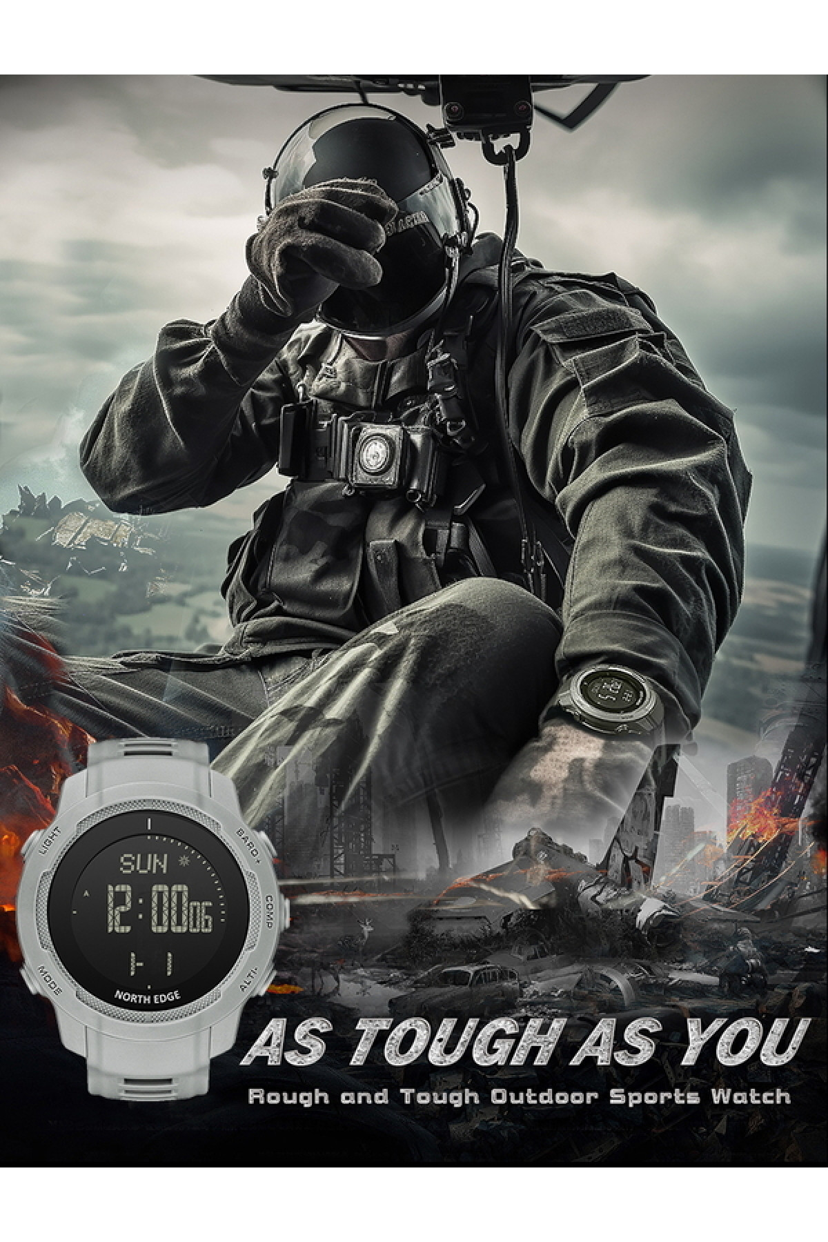 Чоловічий годинник  North Edge Vertico White з компасом