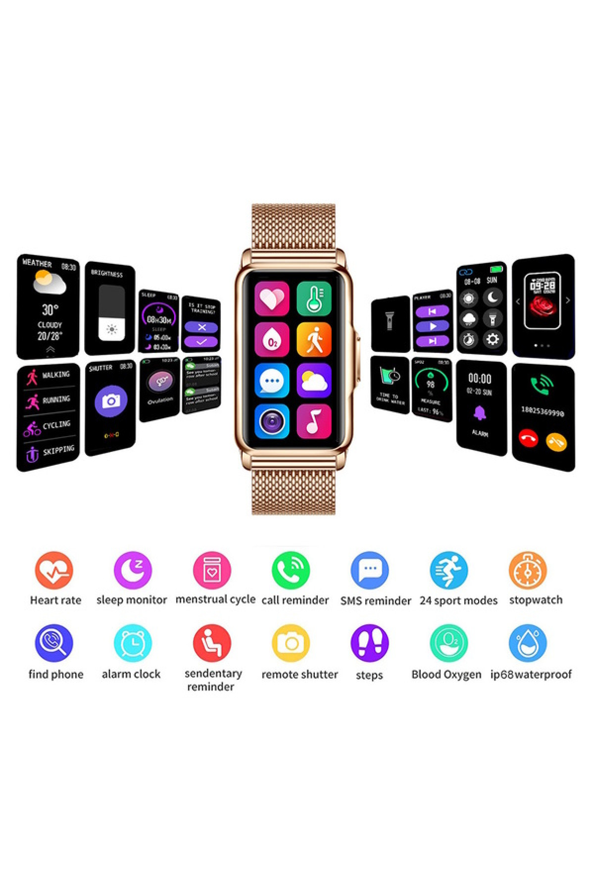 Смарт годинник  Smart Mioband Nano+ Gold, 2 ремінці