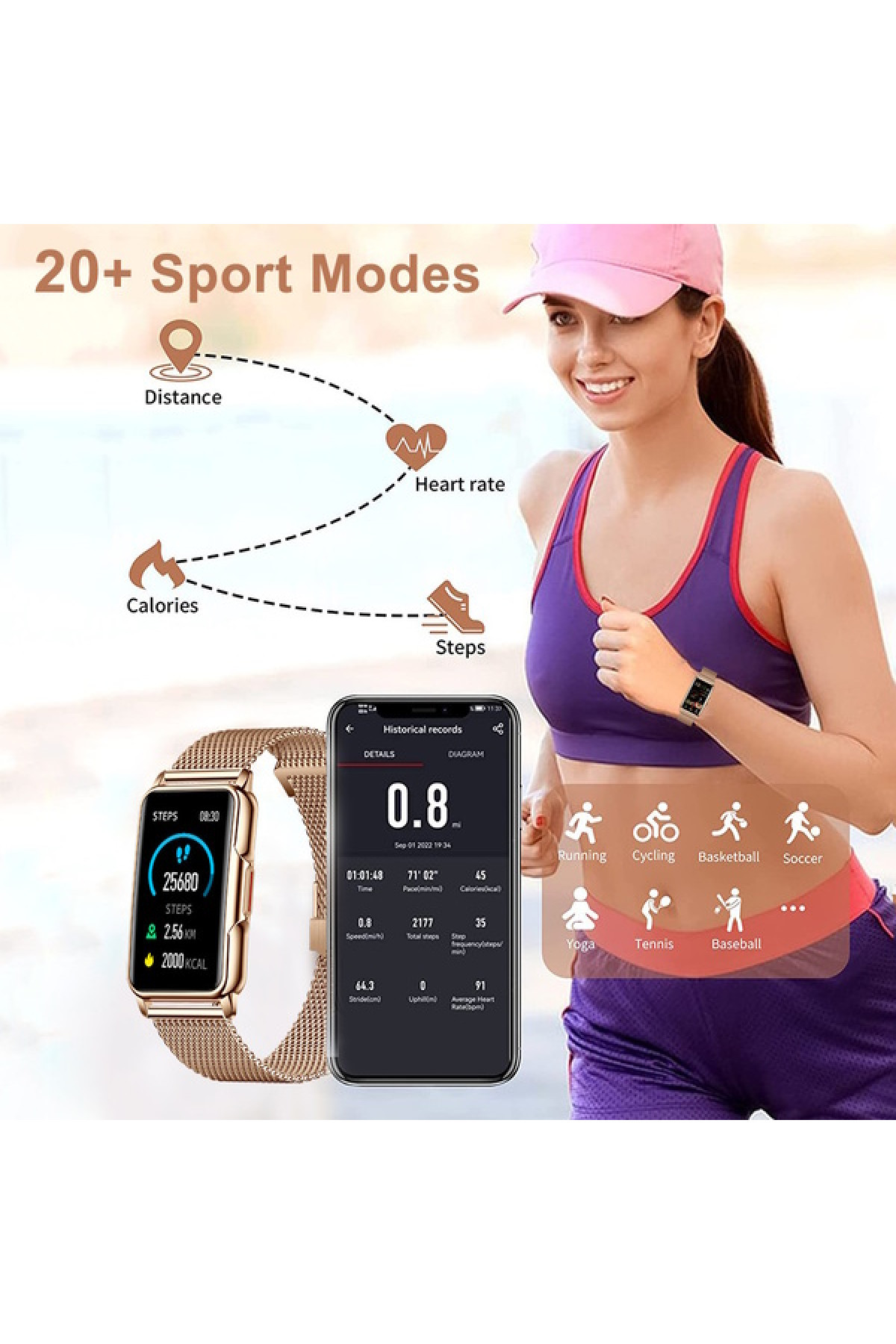 Смарт годинник  Smart Mioband Nano+ Gold, 2 ремінці