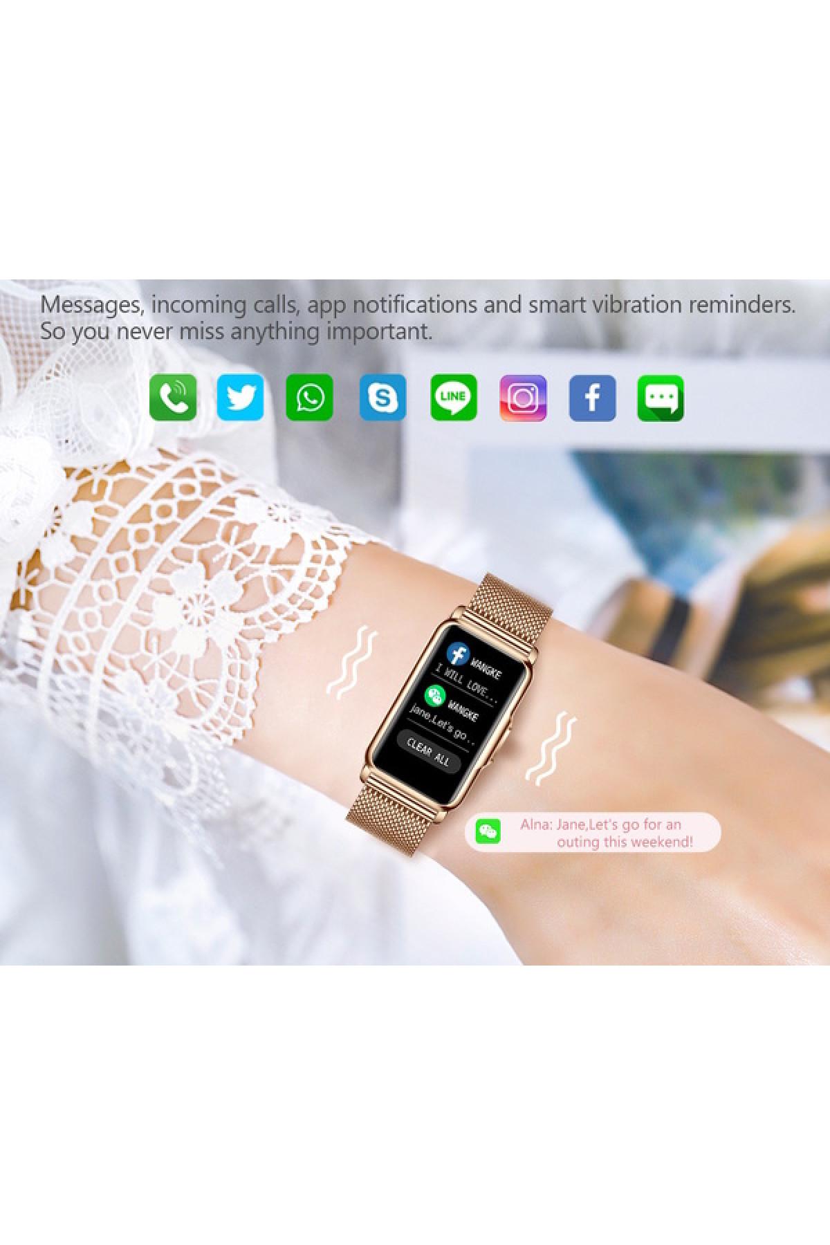 Смарт годинник  Smart Mioband Nano+ Gold, 2 ремінці