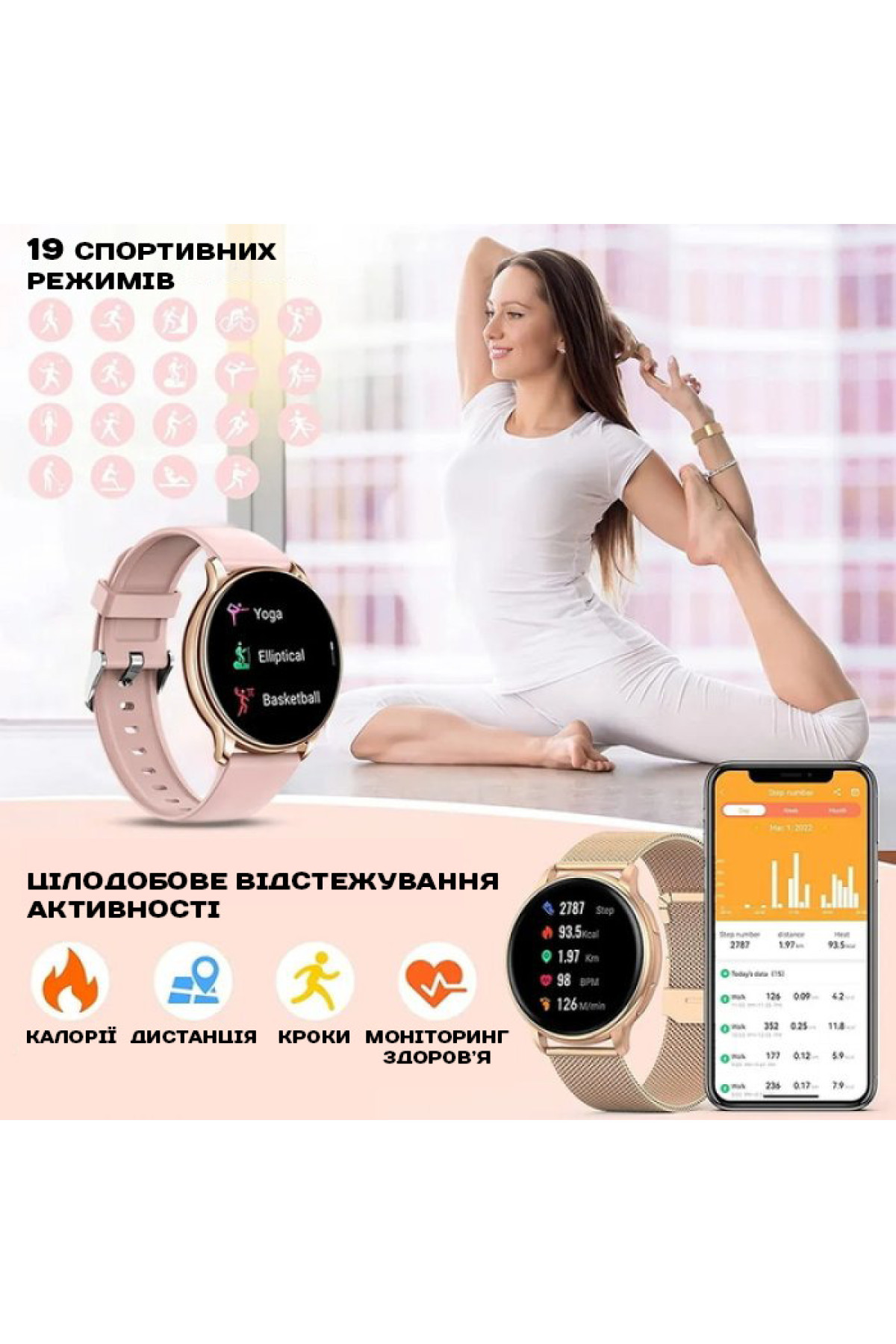 Смарт годинник  Smart Melisia Gold Rubber, 2 ремінці