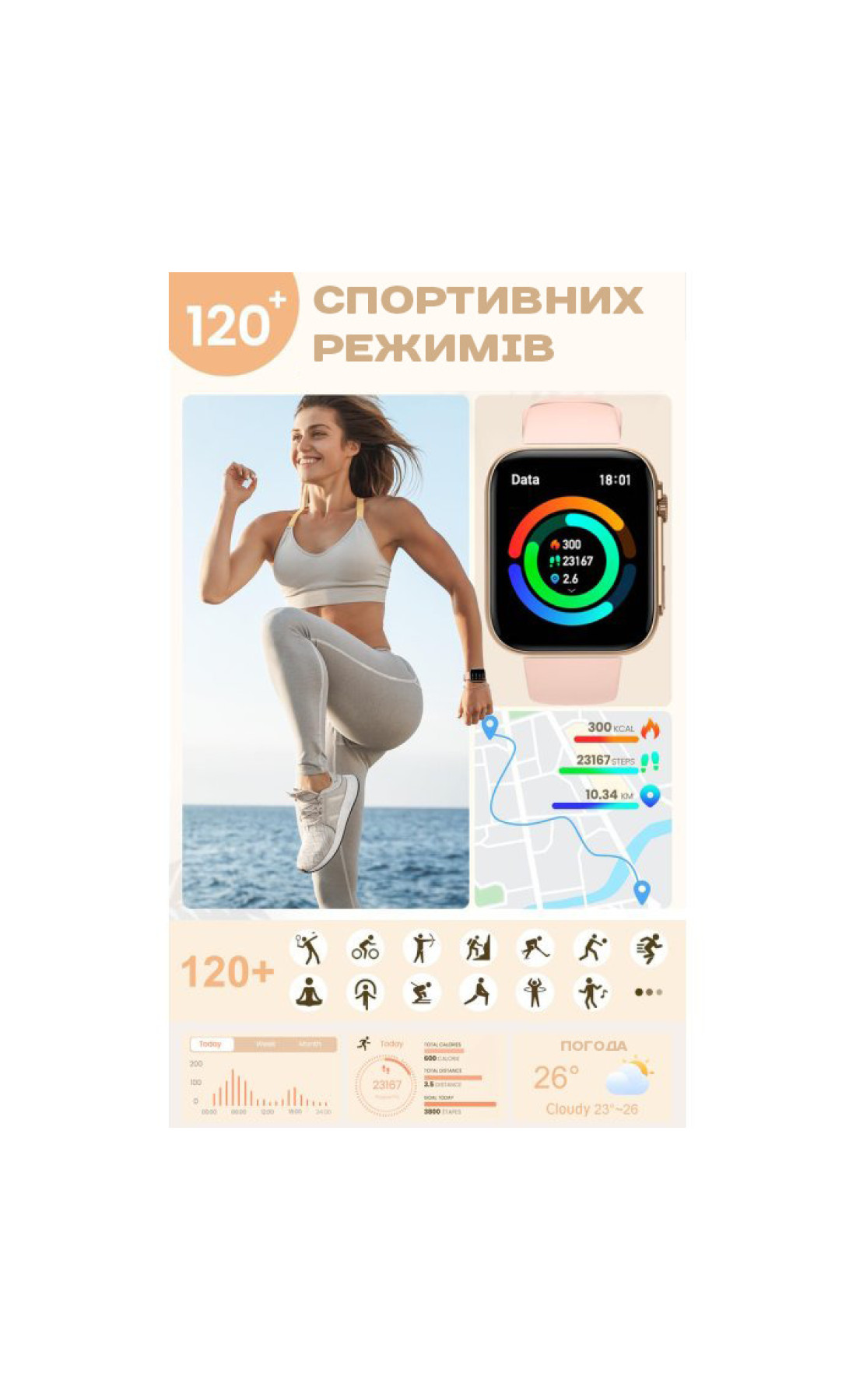 Смарт годинник  Smart Sensation Gold, 2 ремінці