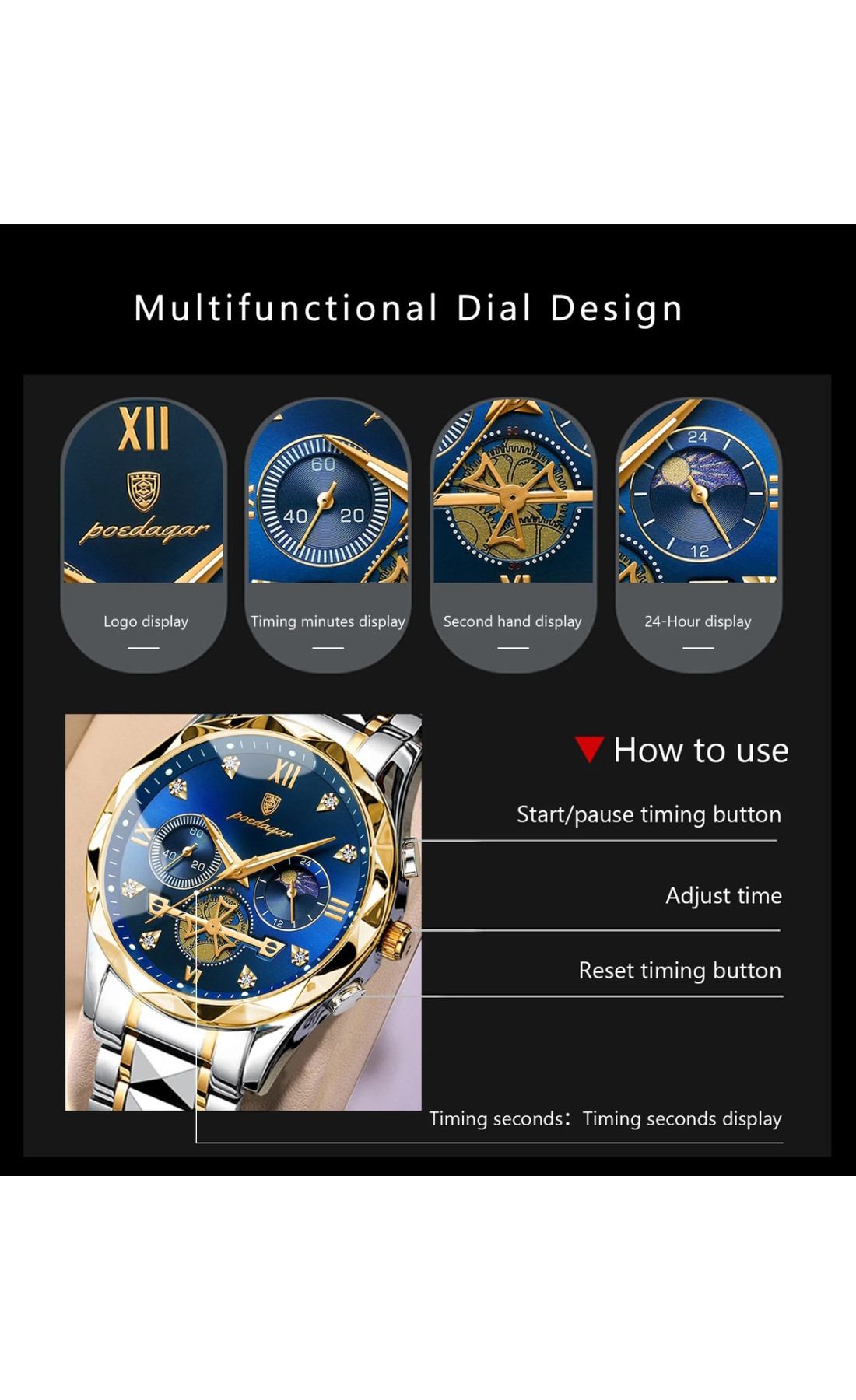 Чоловічий годинник  Poedagar Turbo