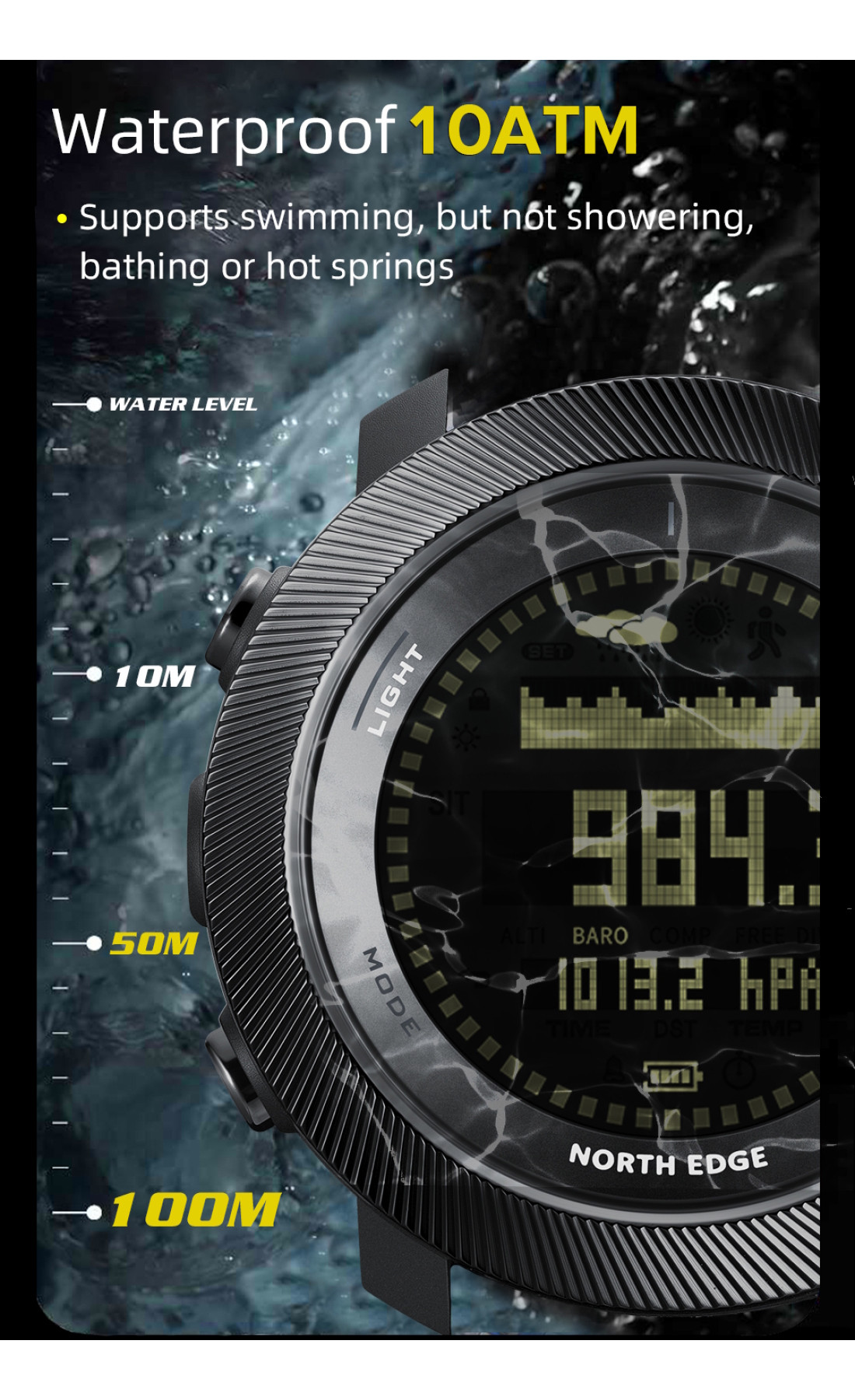 Чоловічий годинник  North Edge Model D 10 Bar з компасом