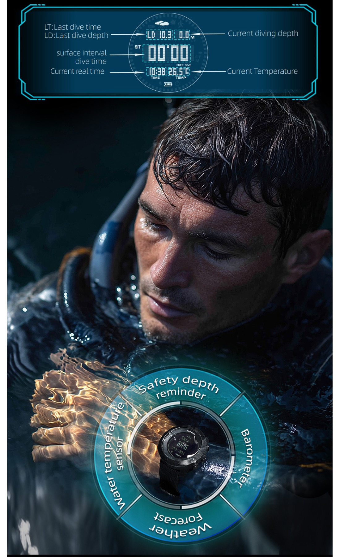 Чоловічий годинник  North Edge Model D 10 Bar з компасом