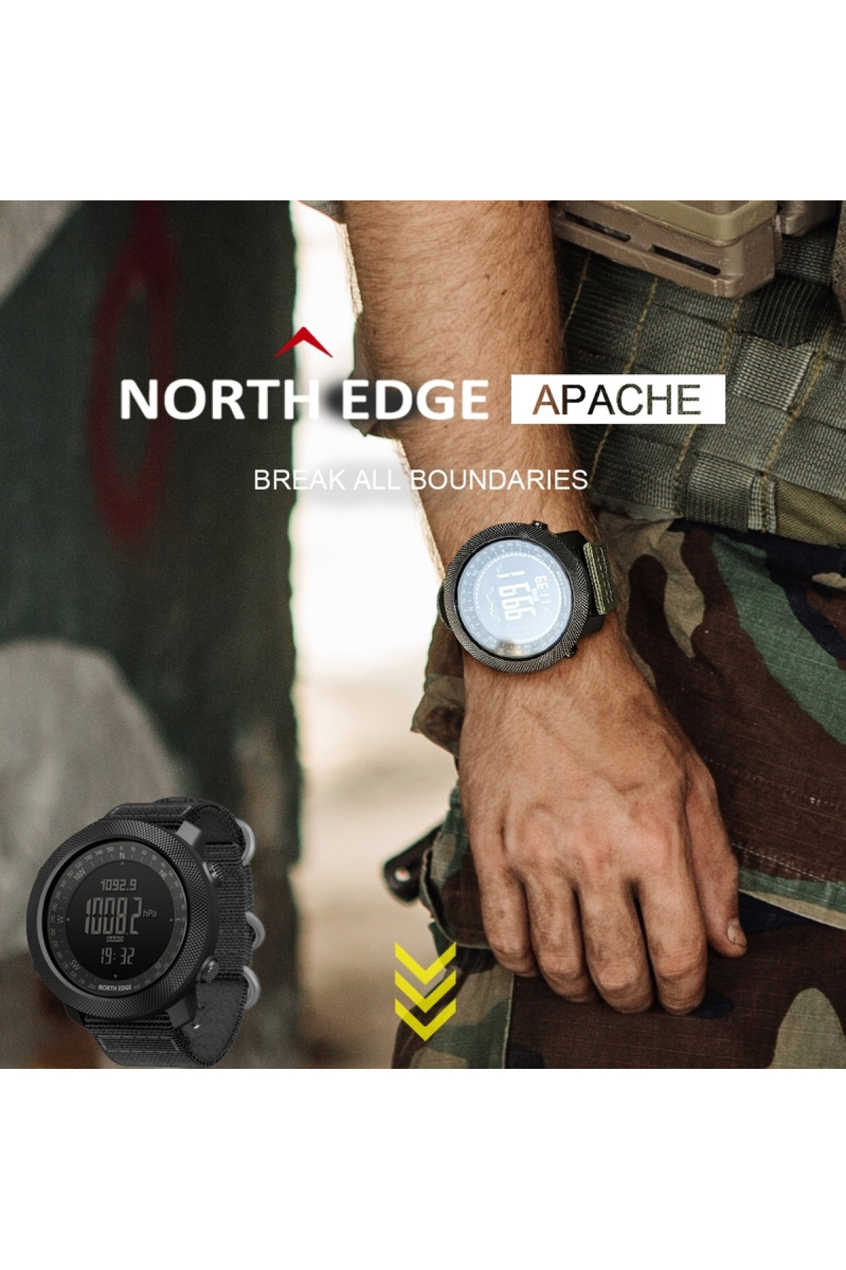 Чоловічий годинник  North Edge Apache Rubber 2 ремінці