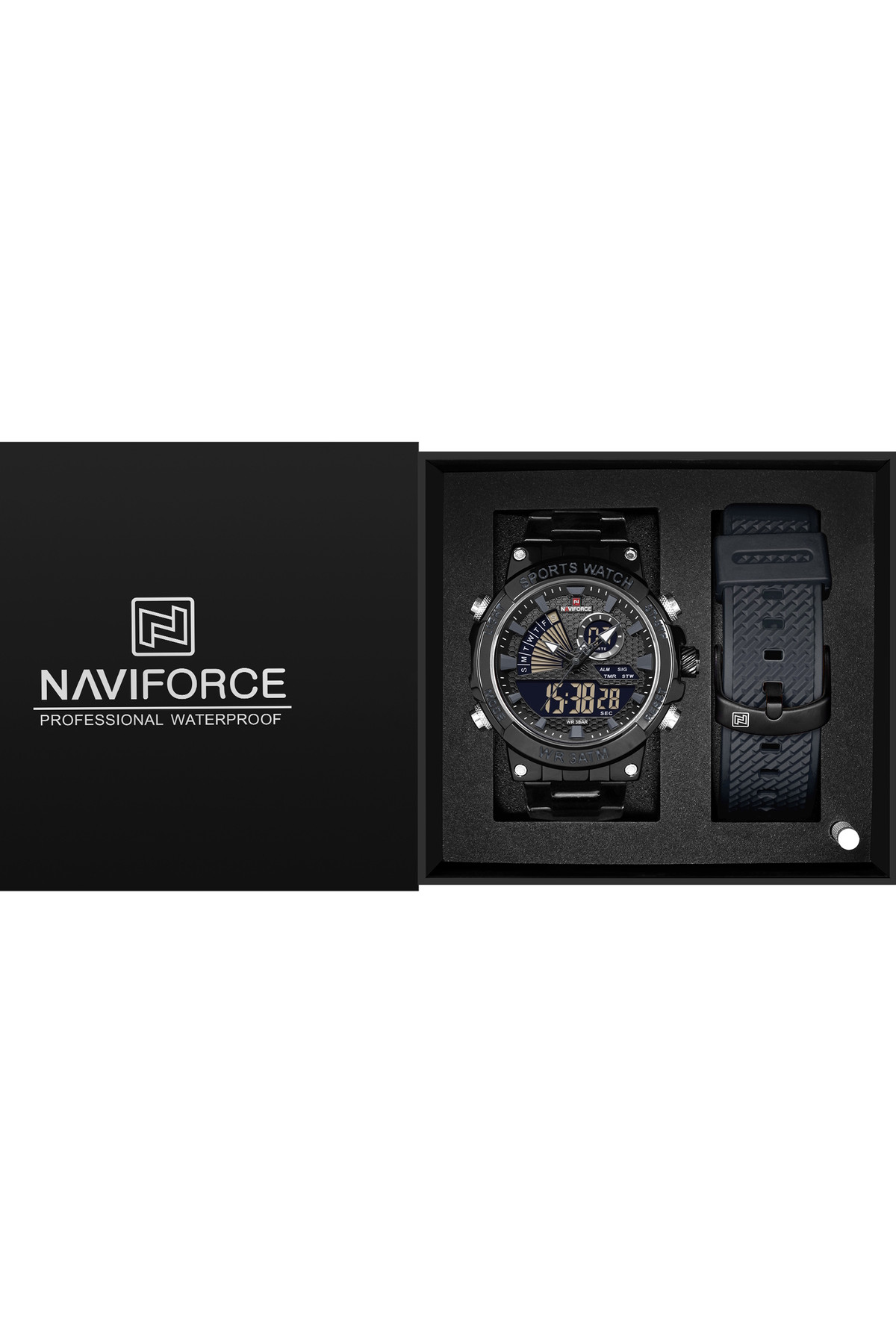 Чоловічий годинник  Naviforce Set Box подарунковий набір, 2 ремінці
