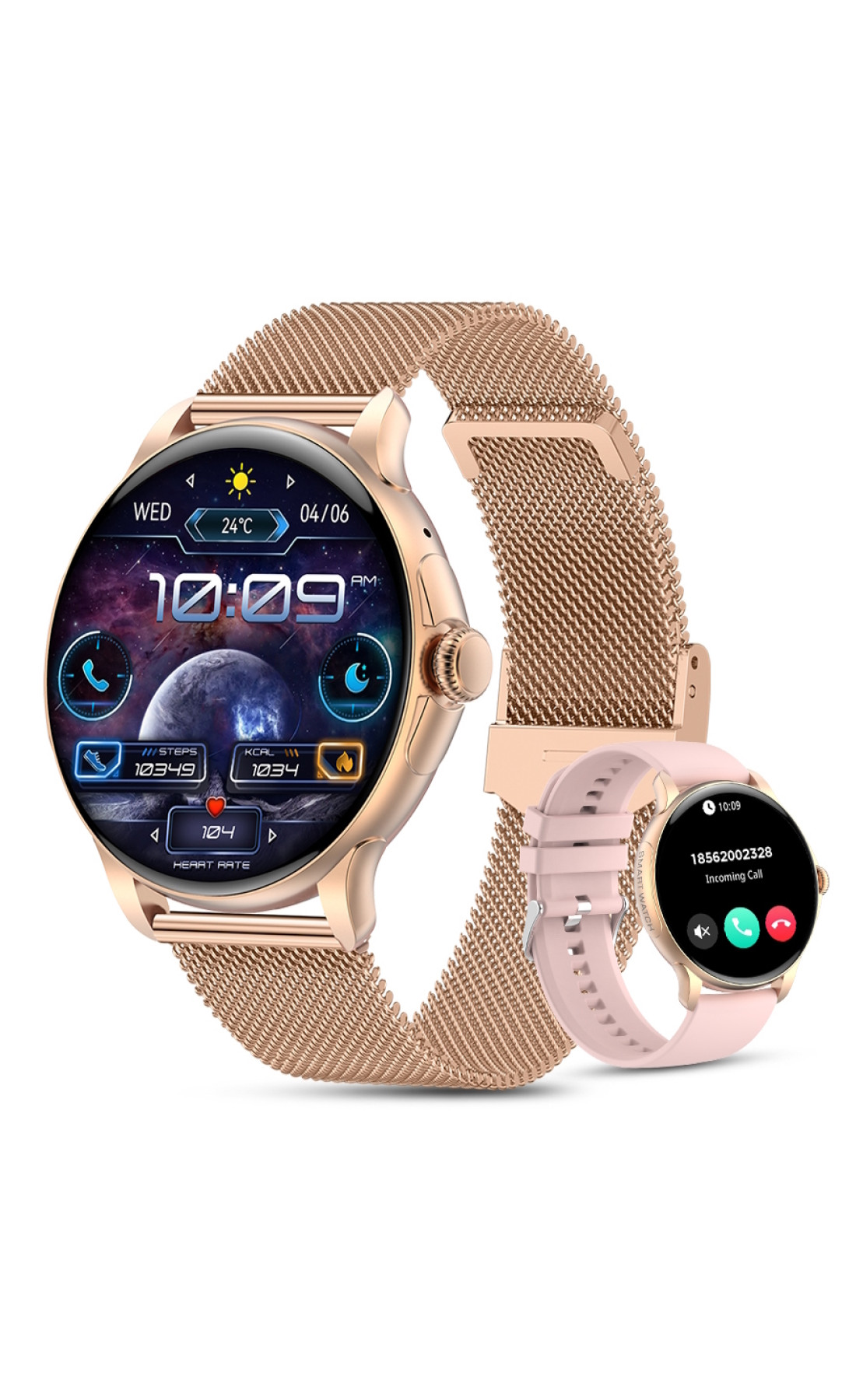 Смарт годинник  Smart Holiday Gold Steel, 2 ремінці