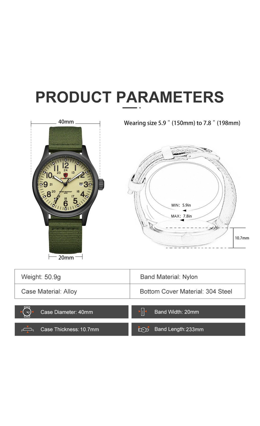 Чоловічий годинник  Cheetah Command Green