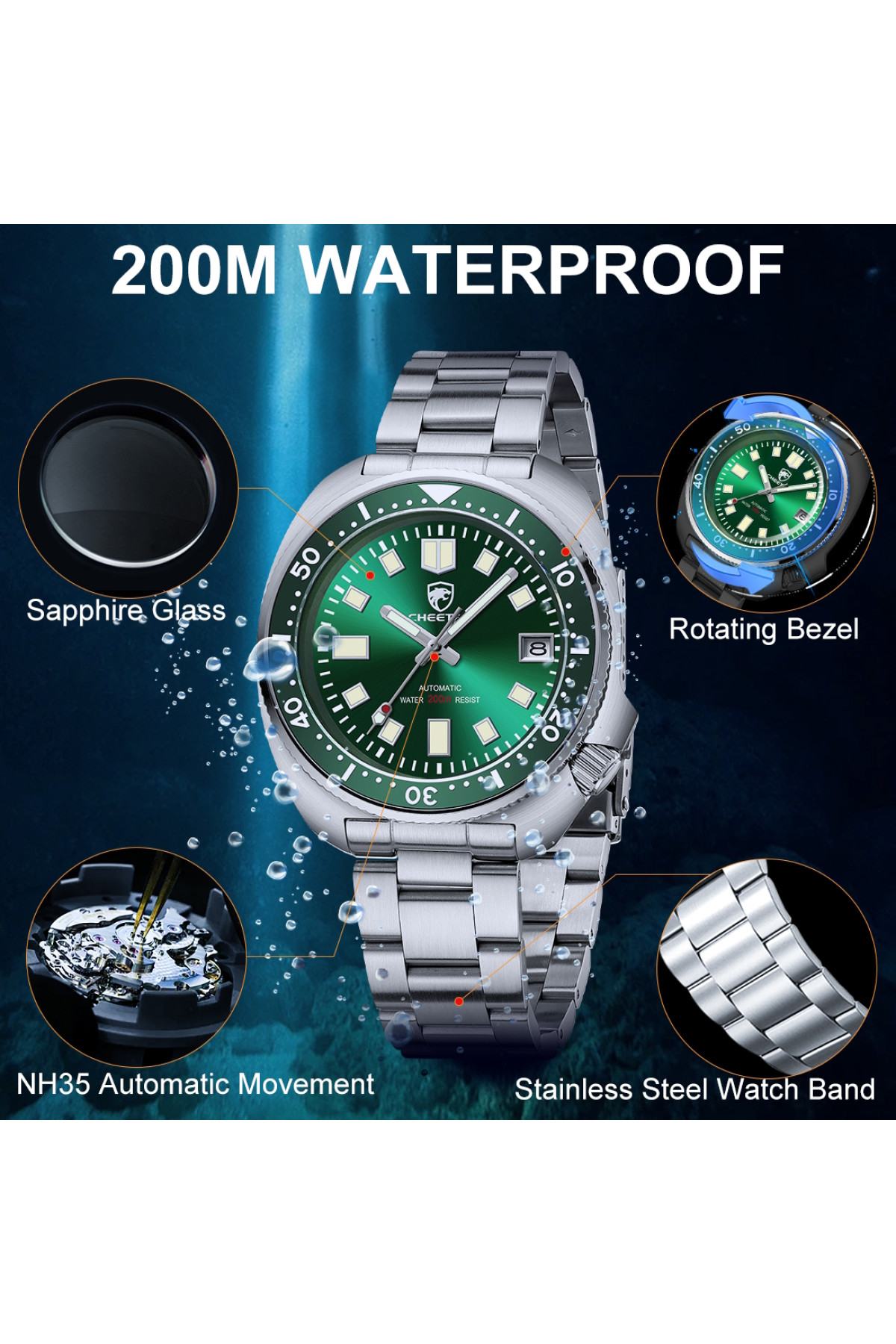 Чоловічий годинник  Cheetah Diver 20 Bar