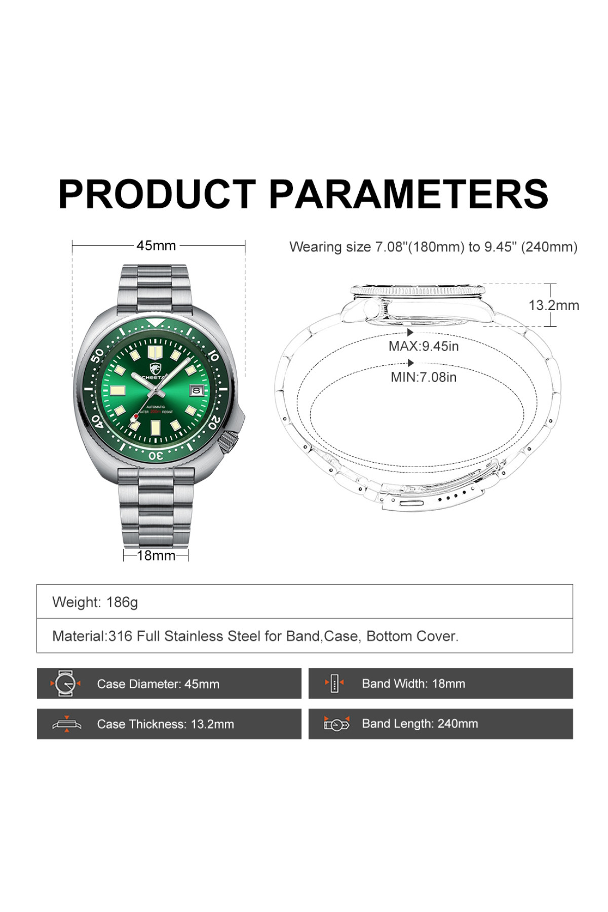 Чоловічий годинник  Cheetah Diver 20 Bar