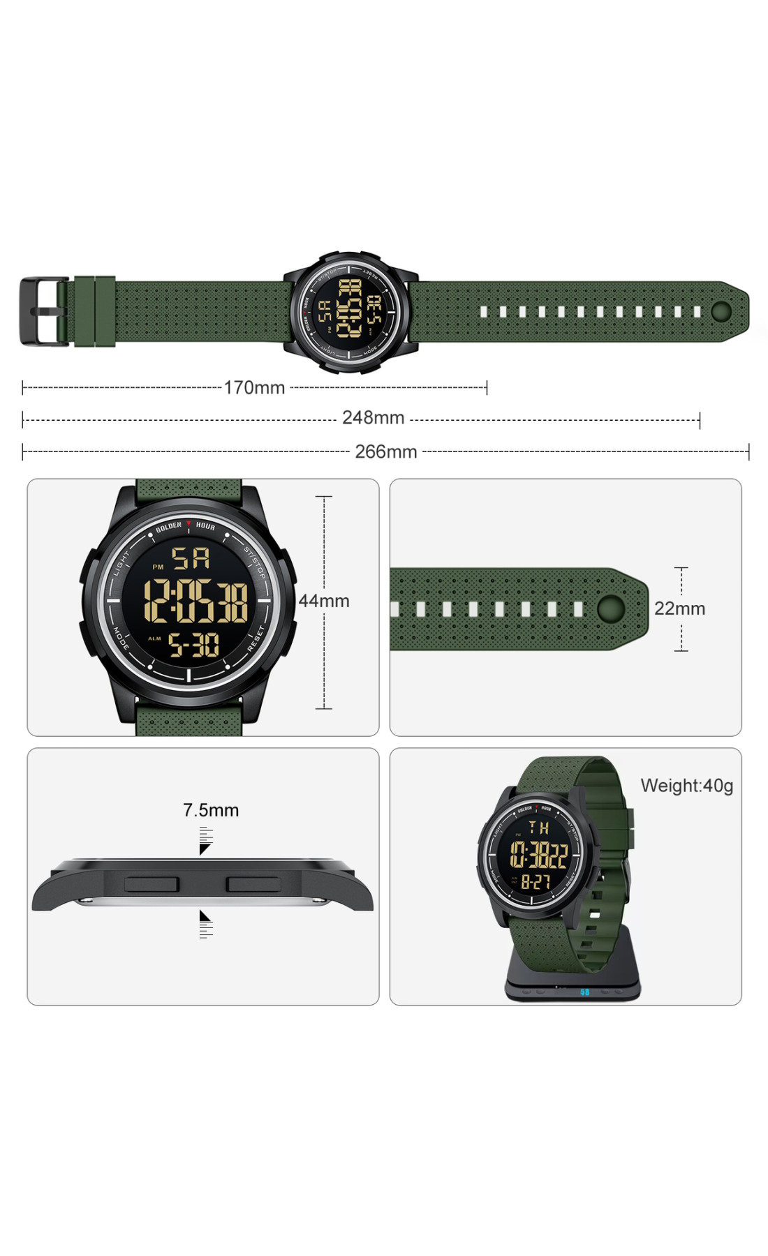 Чоловічий годинник  GoldenHour Water Green