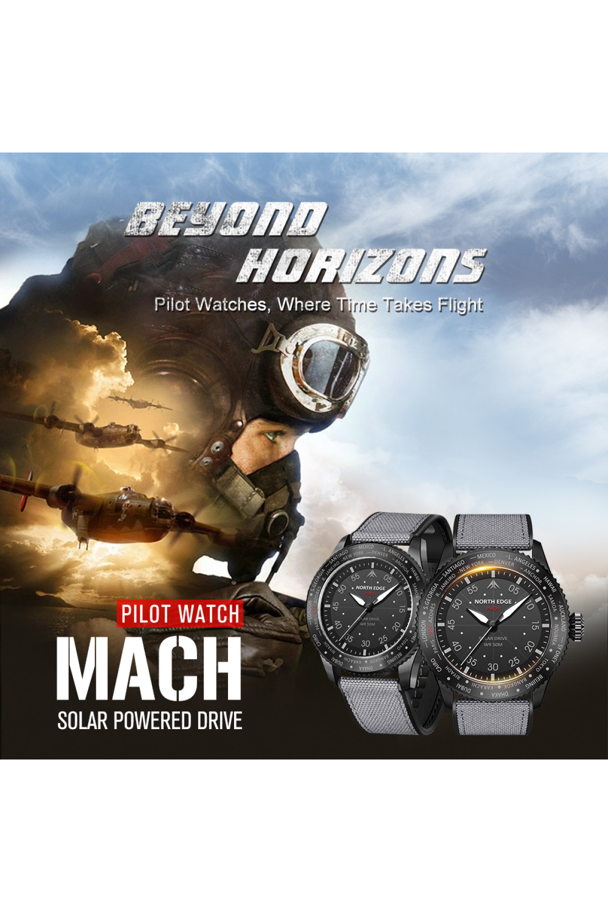 Чоловічий годинник  North Edge Mach Brown