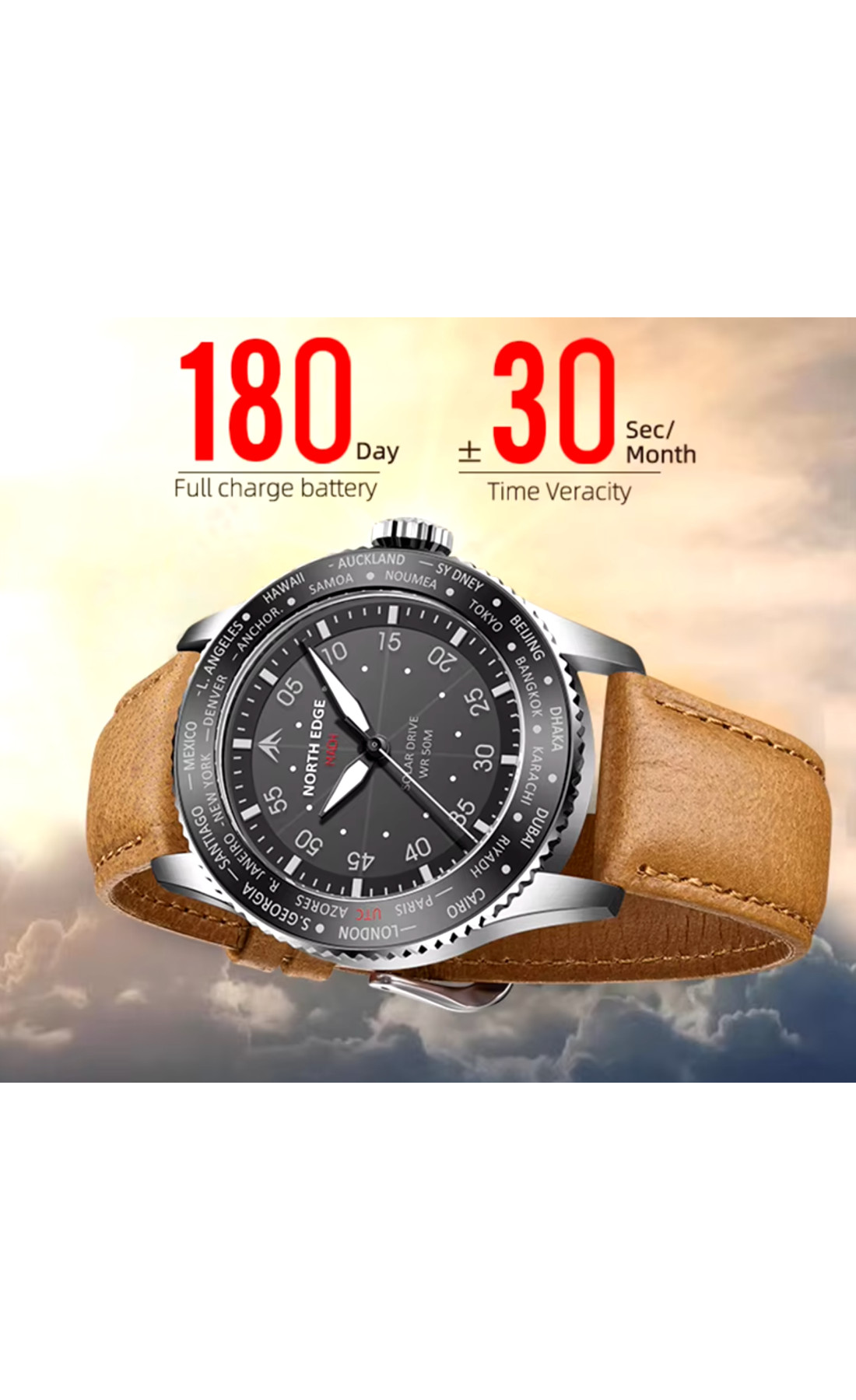 Чоловічий годинник  North Edge Mach Brown