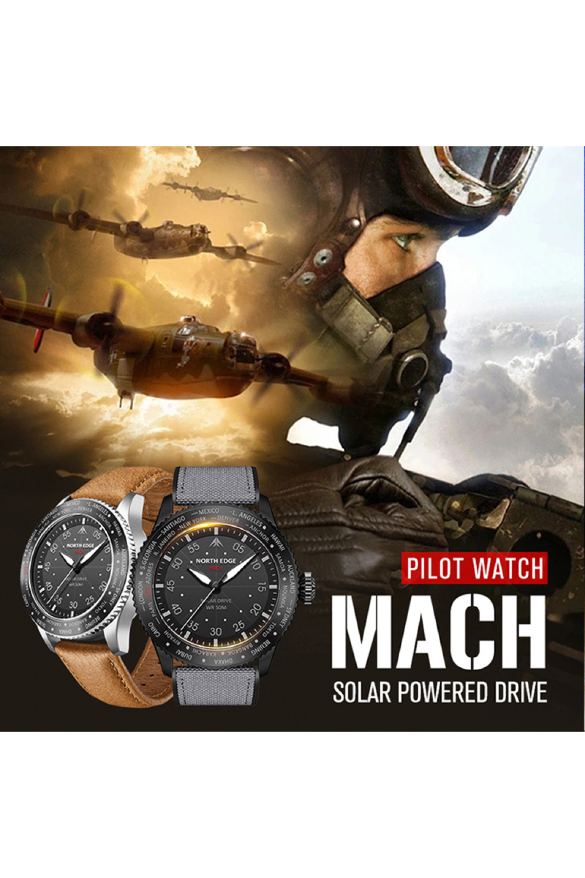 Чоловічий годинник  North Edge Mach Brown