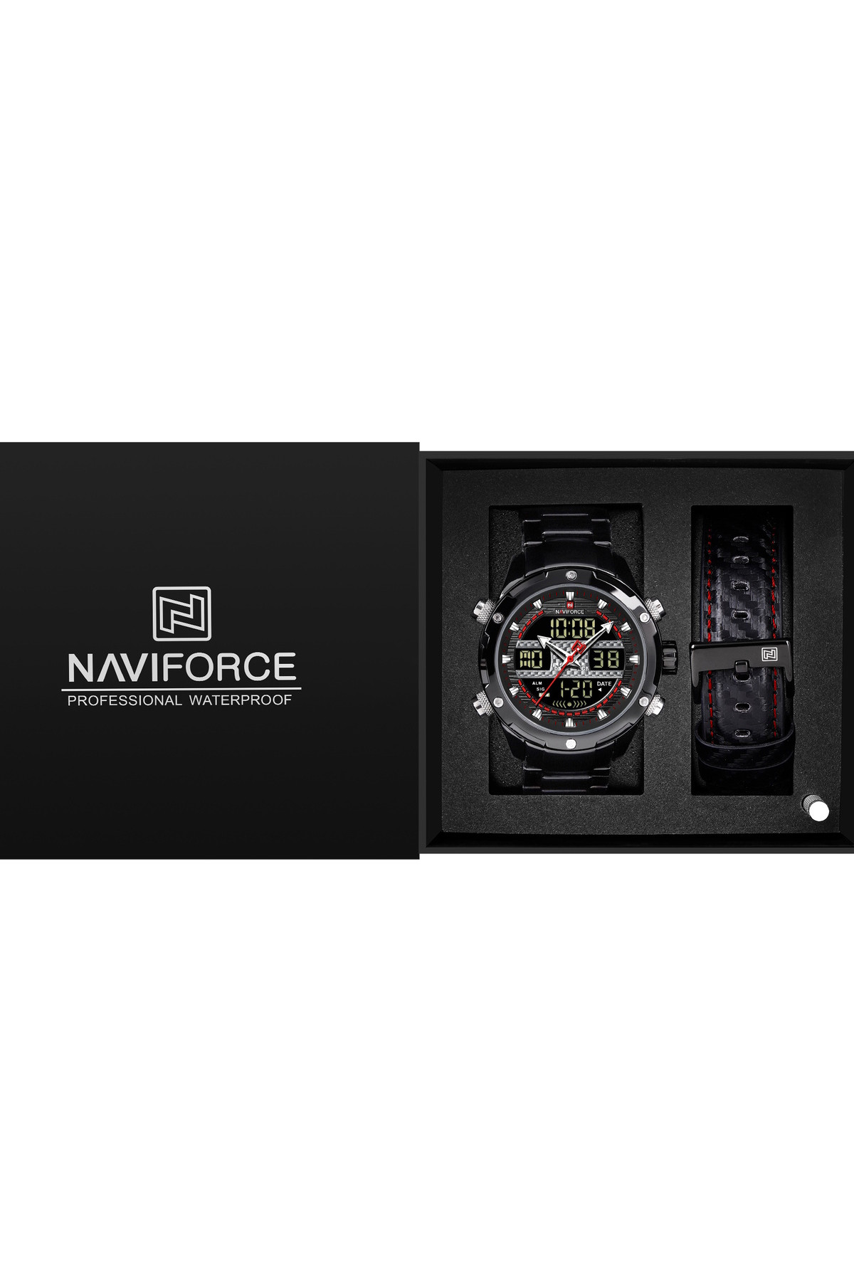 Чоловічий годинник  Naviforce Set Present подарунковий набір, 2 ремінці