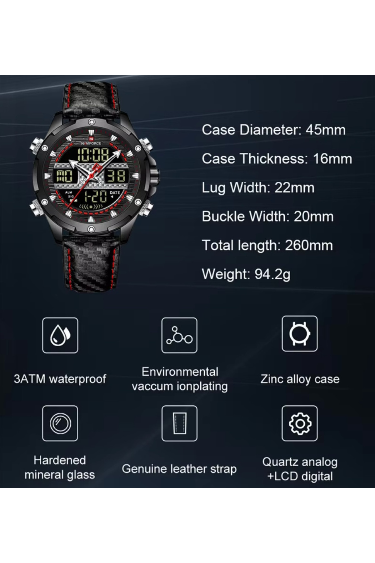 Чоловічий годинник  Naviforce Set Present подарунковий набір, 2 ремінці