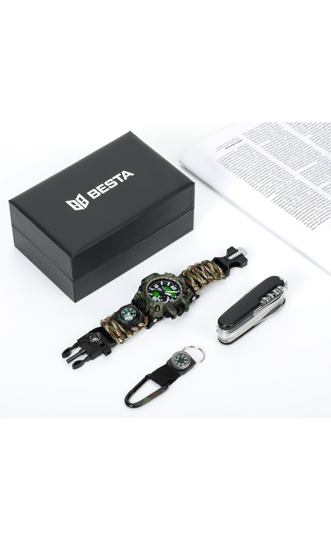 Чоловічий годинник  Besta Box Military Set подарунковий набір, з компасом