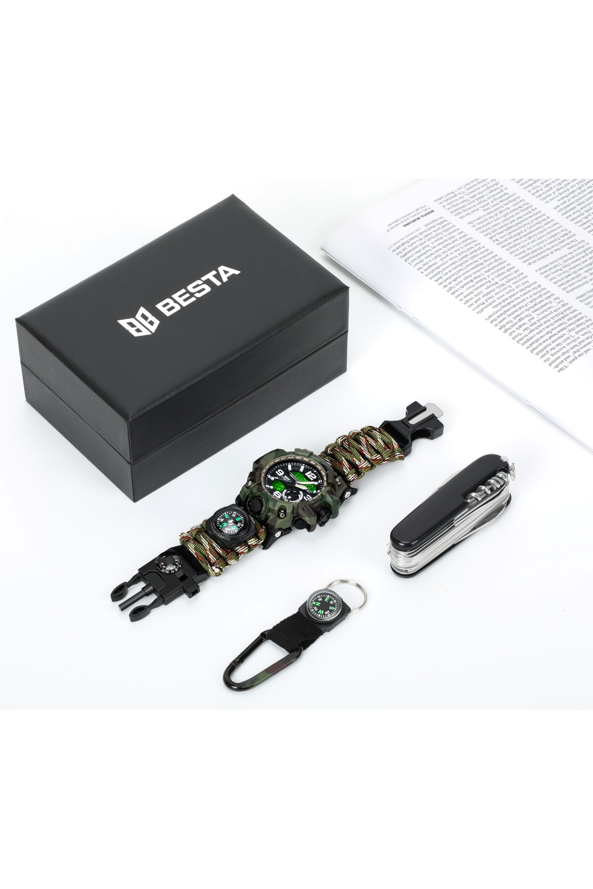 Чоловічий годинник  Besta Box Military Set подарунковий набір, з компасом