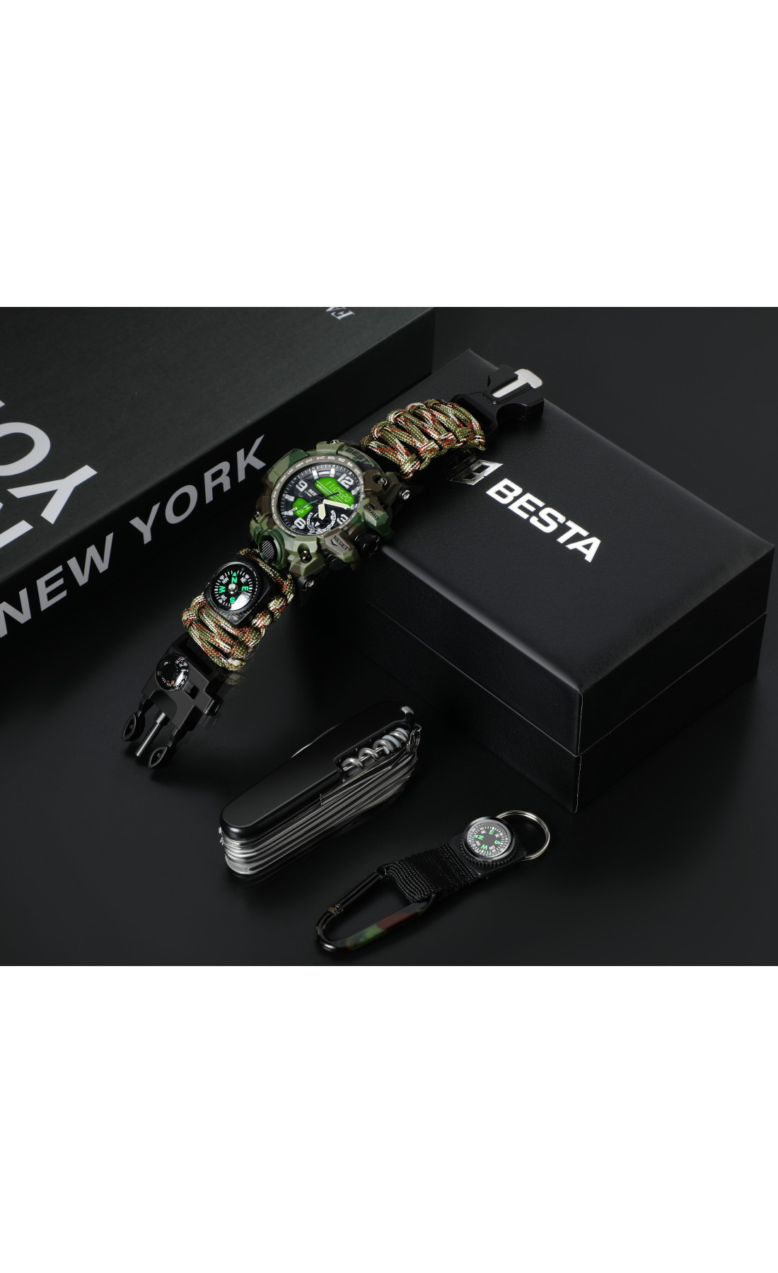 Чоловічий годинник  Besta Box Military Set подарунковий набір, з компасом