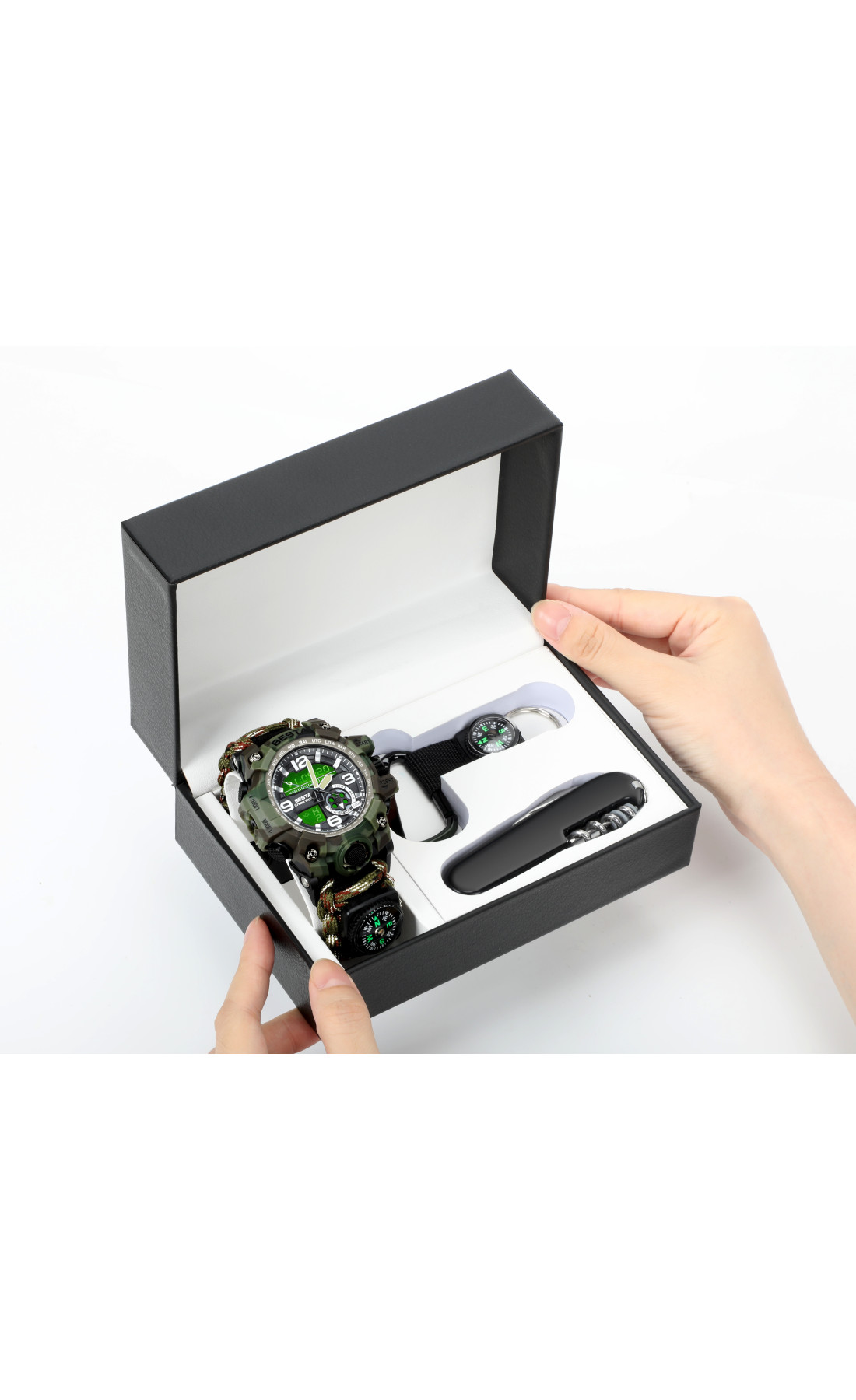 Чоловічий годинник  Besta Box Military Set подарунковий набір, з компасом