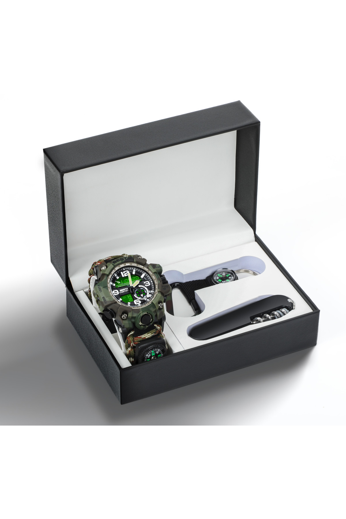 Чоловічий годинник  Besta Box Military Set подарунковий набір, з компасом