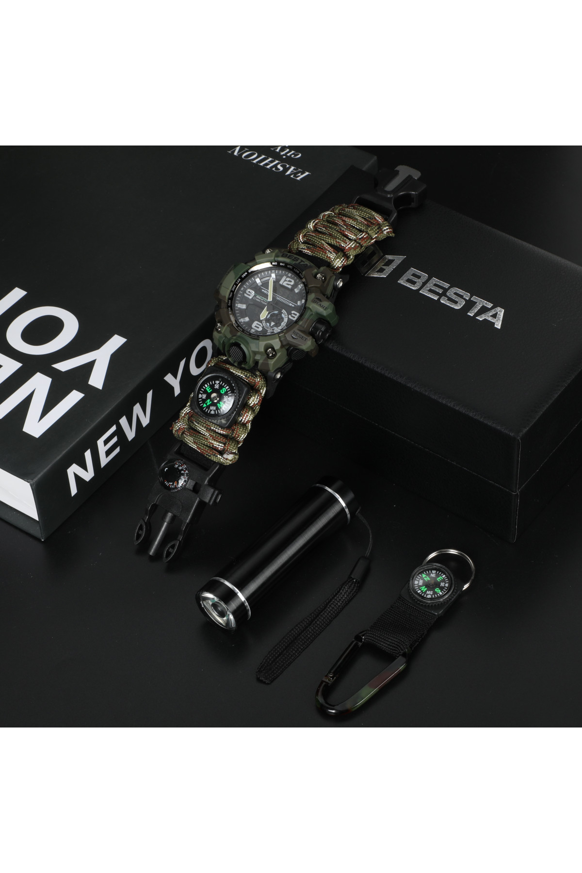 Чоловічий годинник  Besta Box Military Light подарунковий набір, з компасом