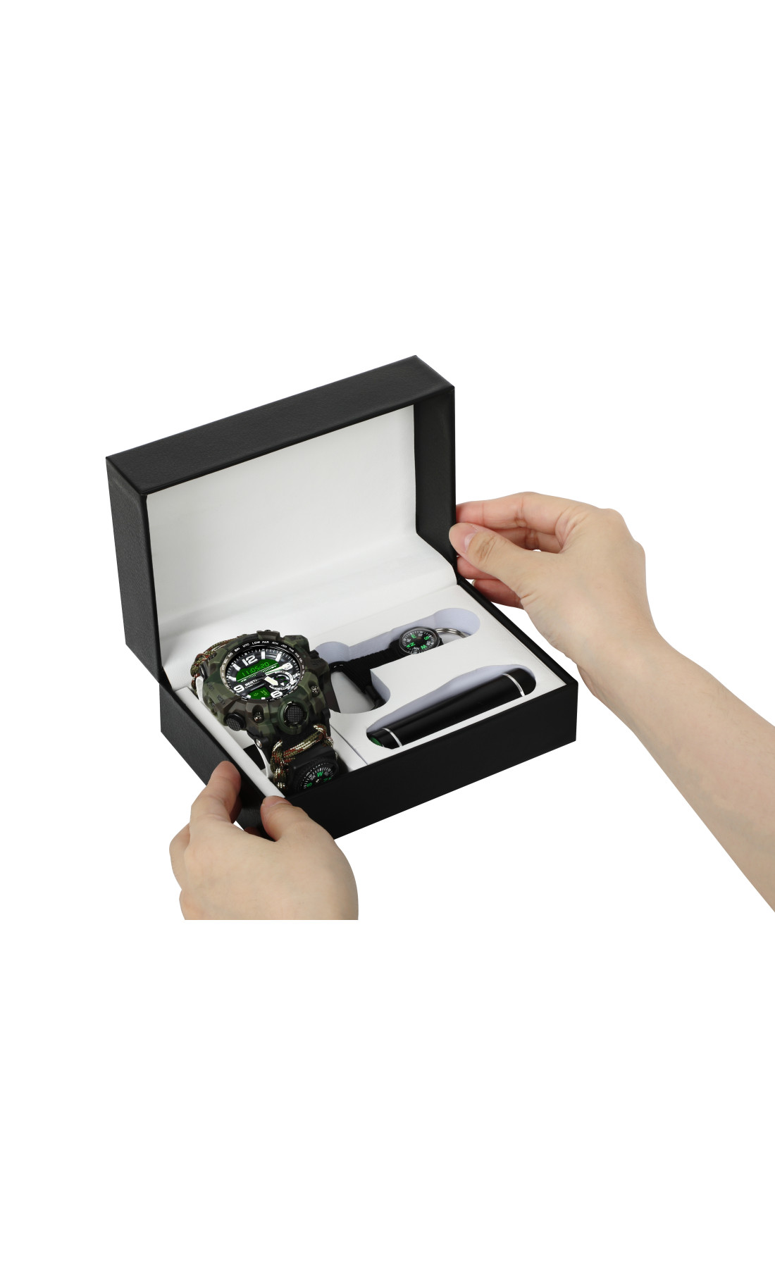 Чоловічий годинник  Besta Box Military Light подарунковий набір, з компасом