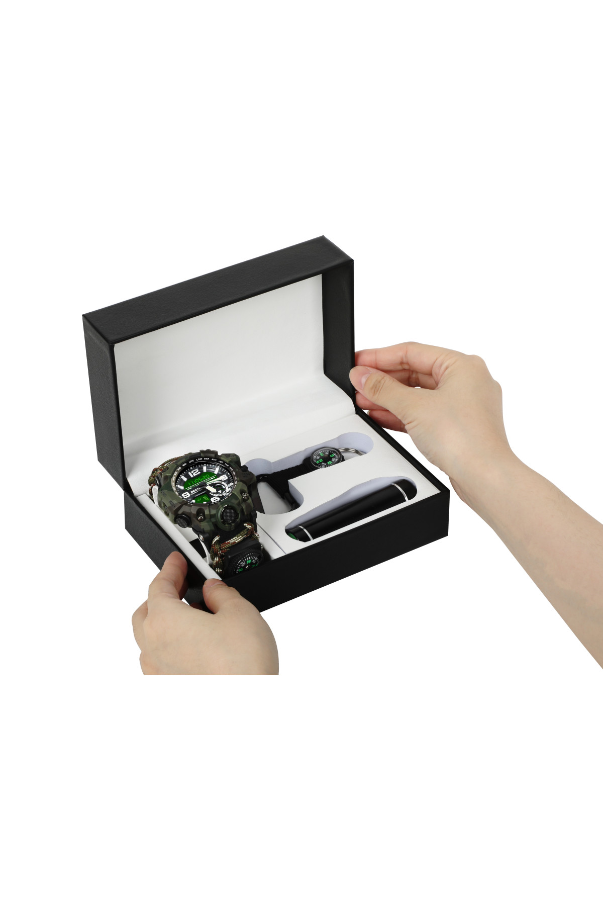 Чоловічий годинник  Besta Box Military Light подарунковий набір, з компасом