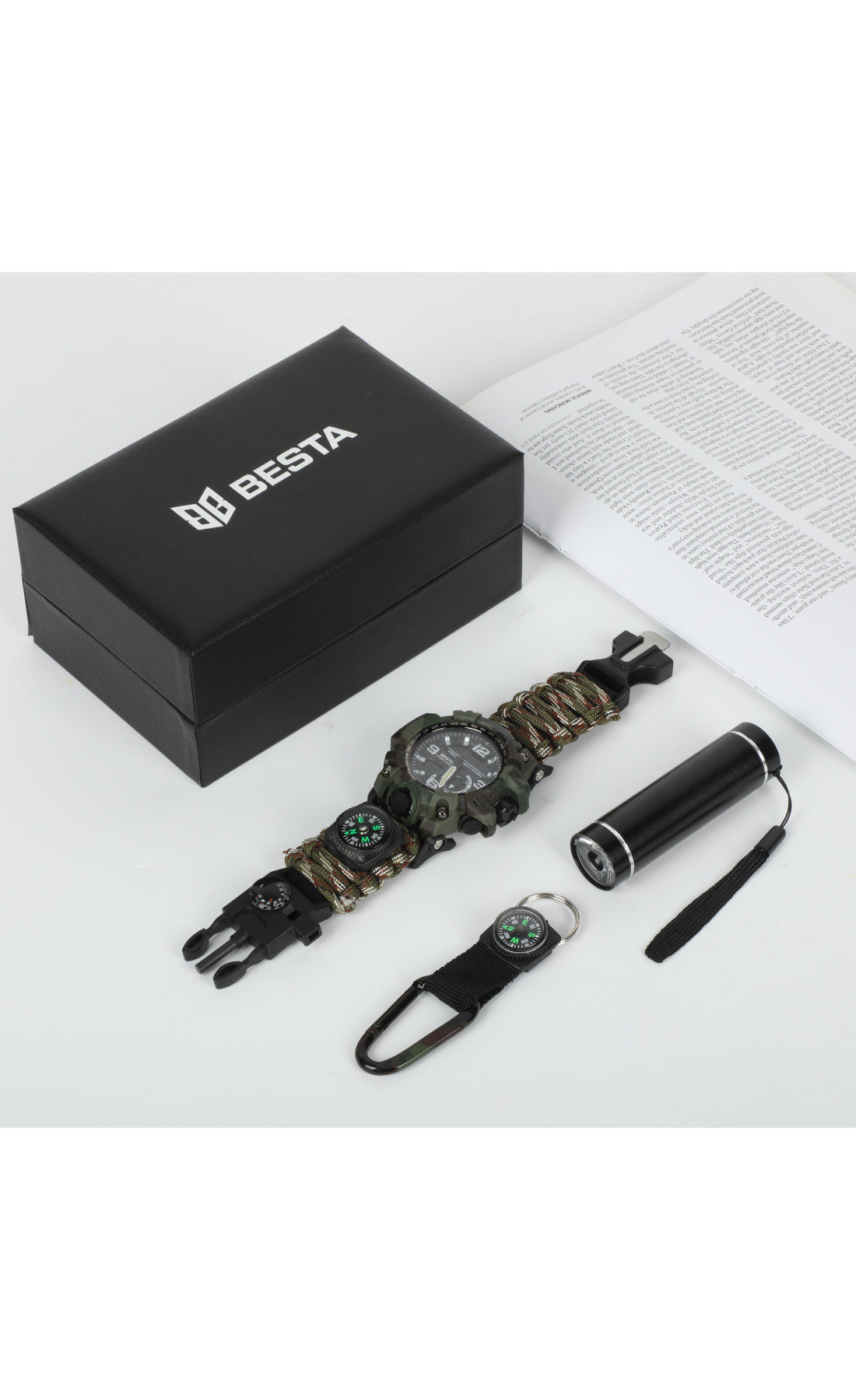 Чоловічий годинник  Besta Box Military Light подарунковий набір, з компасом