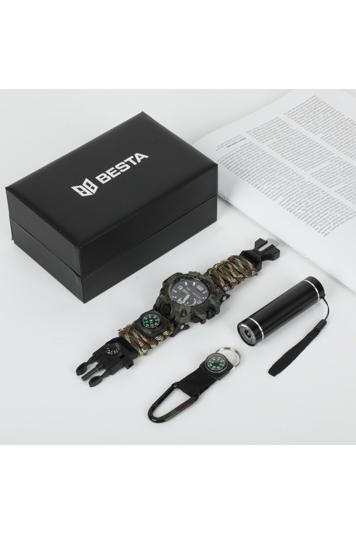 Чоловічий годинник  Besta Box Military Light подарунковий набір, з компасом