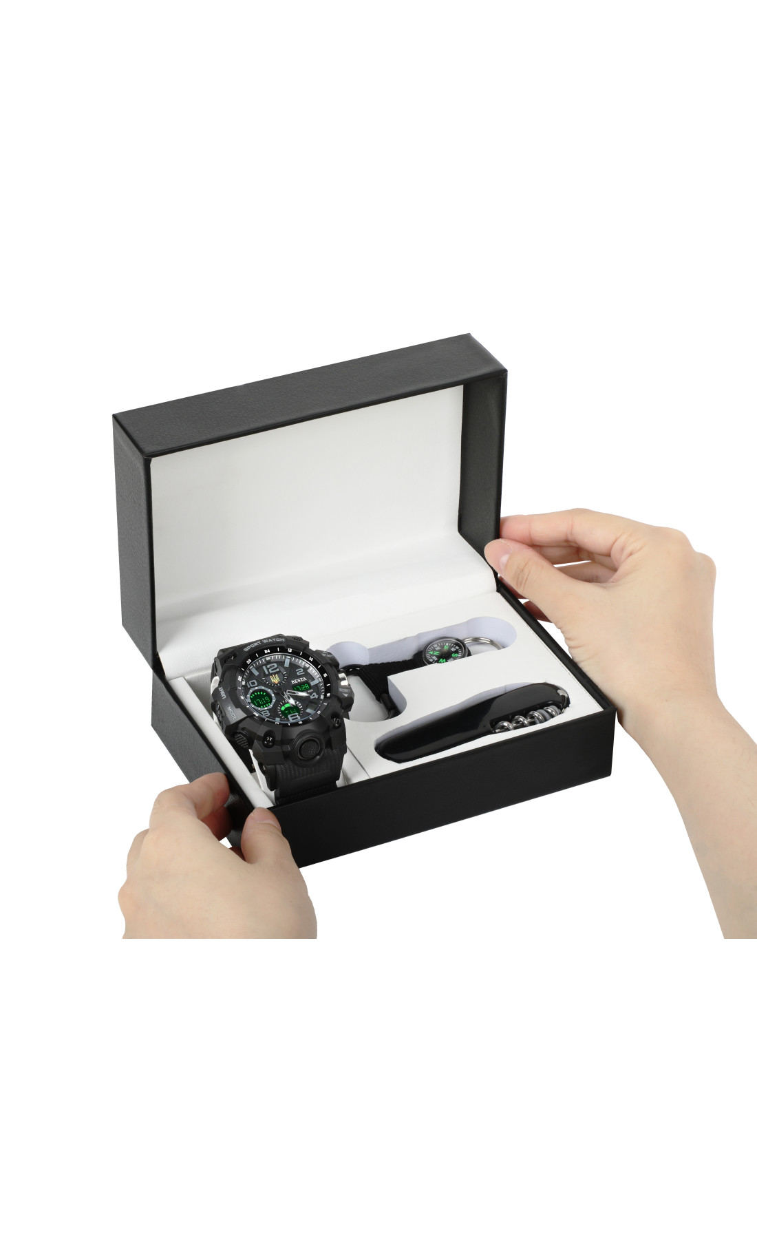 Чоловічий годинник  Besta Box Peremoga Set подарунковий набір, з компасом