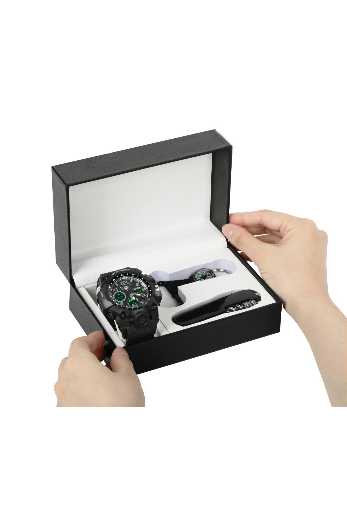 Чоловічий годинник  Besta Box Peremoga Set подарунковий набір, з компасом