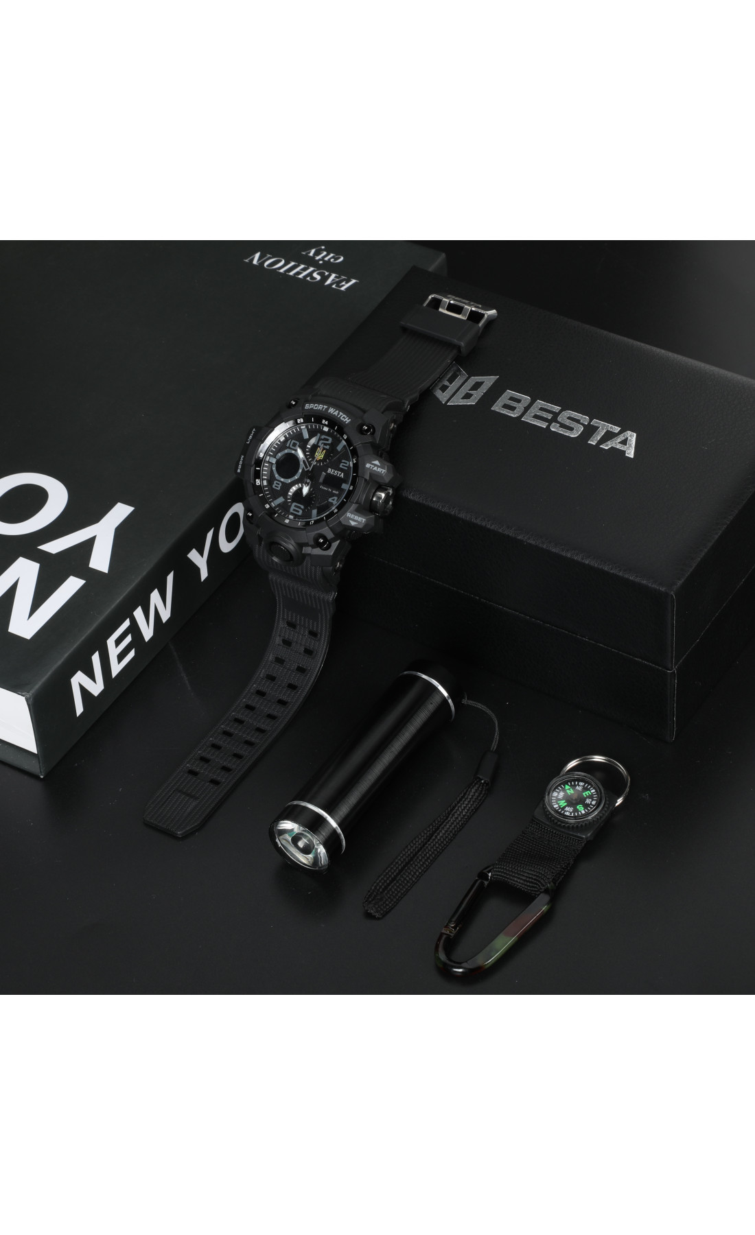 Чоловічий годинник  Besta Box Peremoga Light подарунковий набір, з компасом