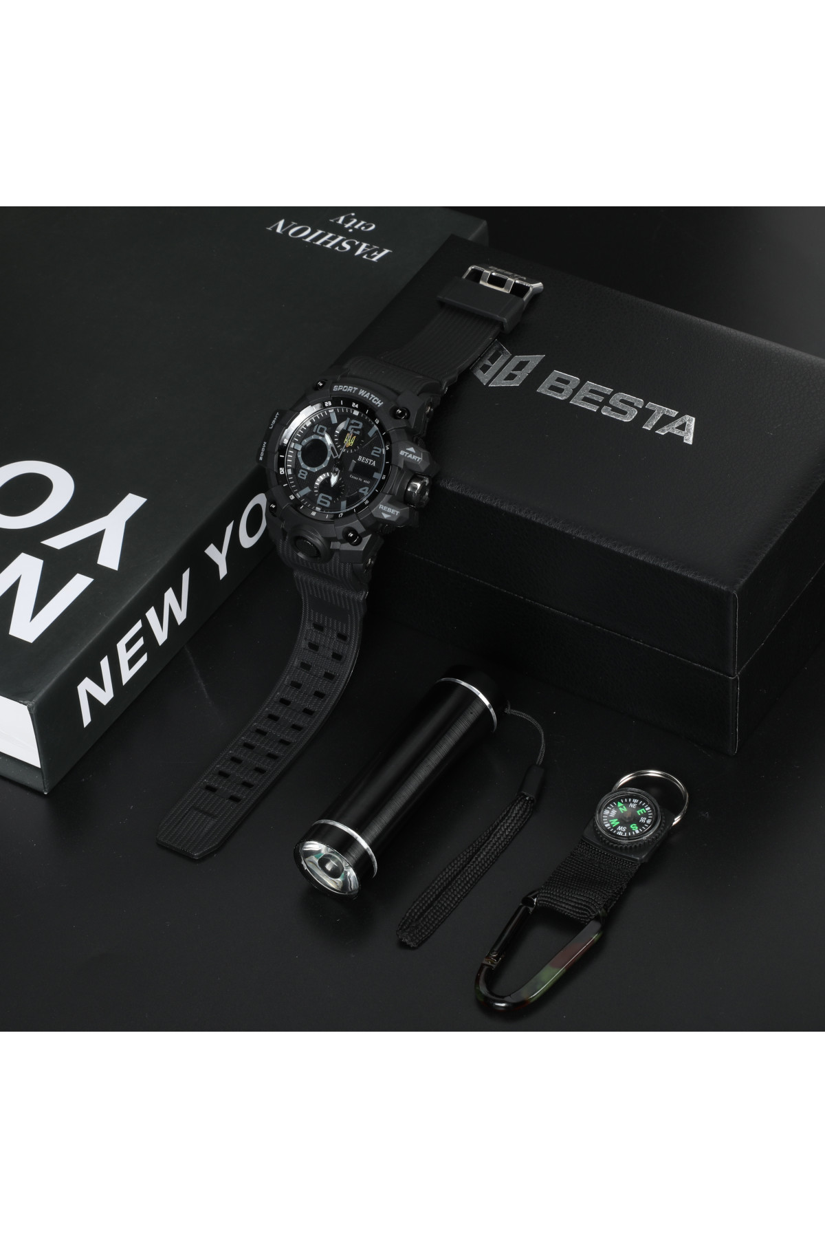 Чоловічий годинник  Besta Box Peremoga Light подарунковий набір, з компасом