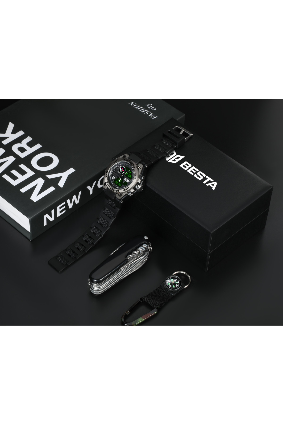 Чоловічий годинник  Besta Box Tattoo ЗСУ Set подарунковий набір, з компасом