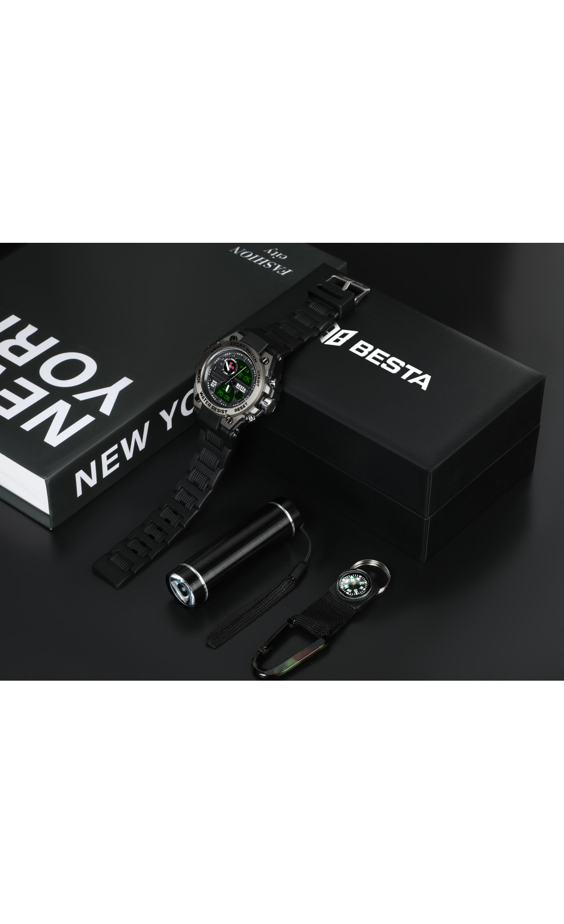 Чоловічий годинник  Besta Box Tattoo ЗСУ Light подарунковий набір, з компасом