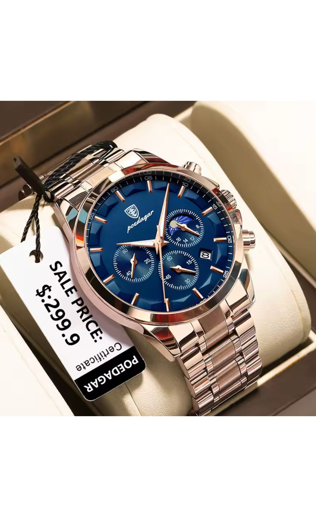 Чоловічий годинник  Poedagar West RoseSteel
