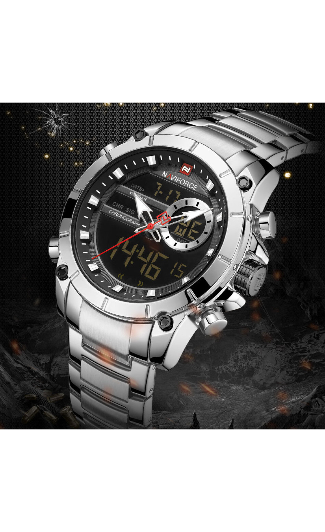 Чоловічий годинник  Naviforce Jazz Silver