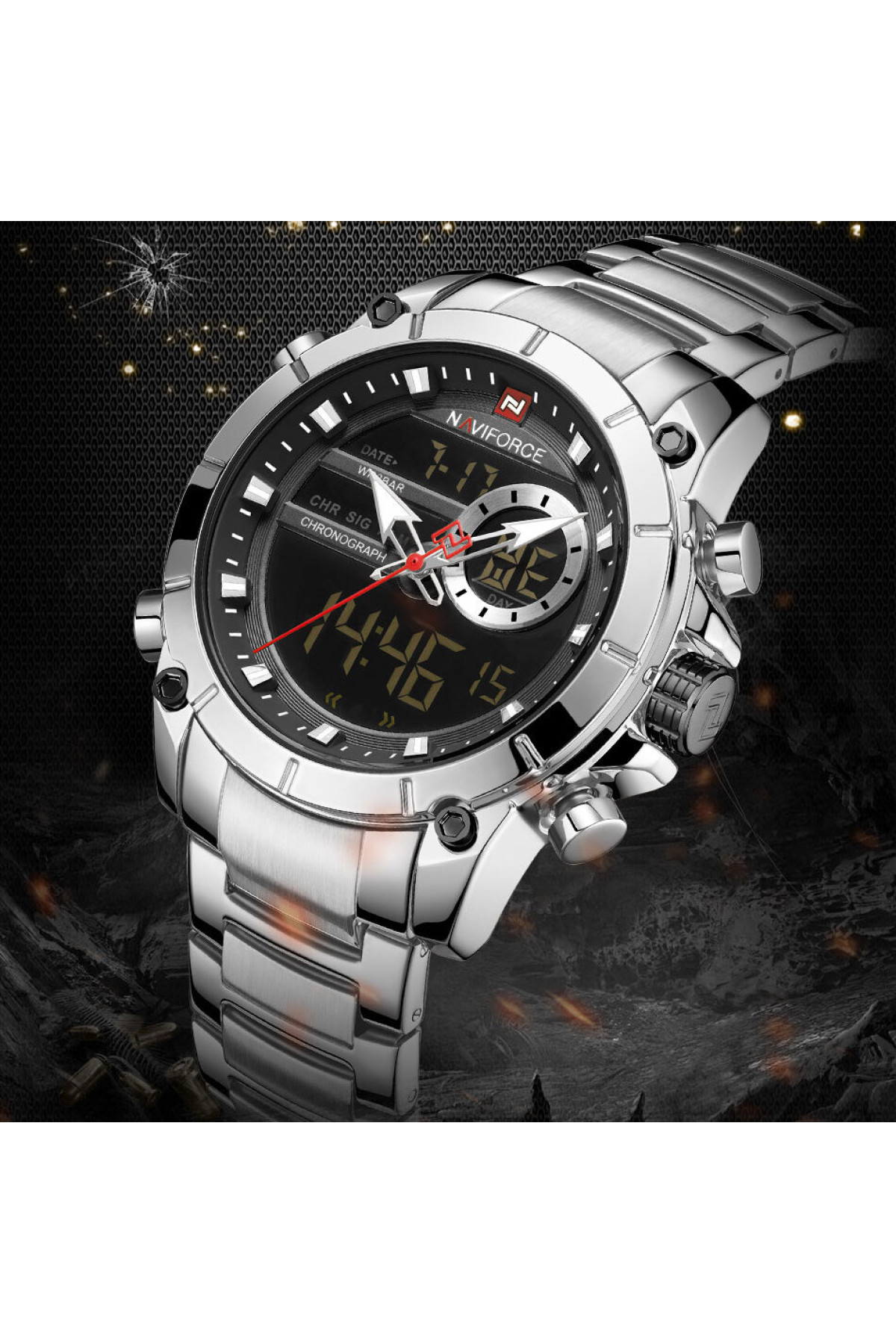 Чоловічий годинник  Naviforce Jazz Silver