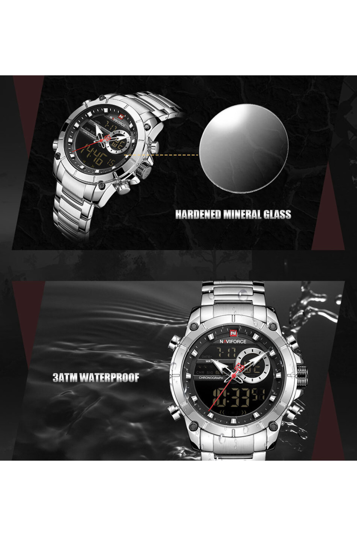 Чоловічий годинник  Naviforce Jazz Silver